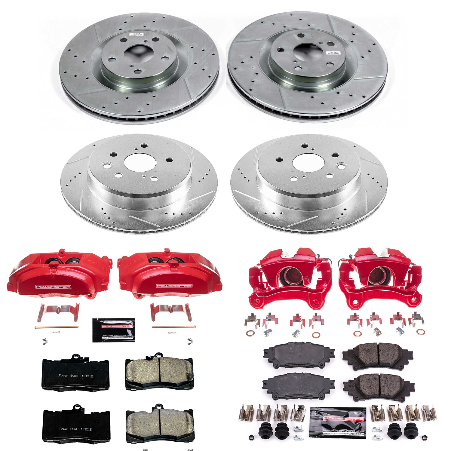 Power Stop - KC6513 - Front and Rear - Disc Brake Pad/Caliper and Rotor Kit