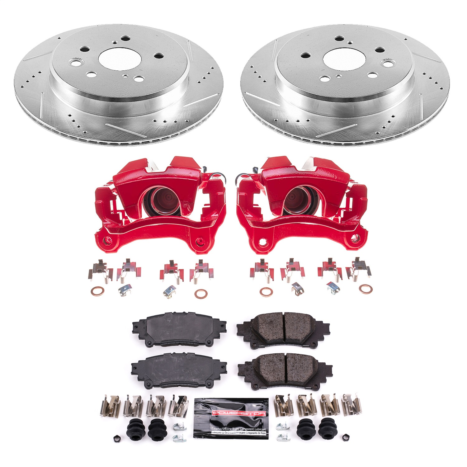 Power Stop - KC6514 - Rear - Disc Brake Pad/Caliper and Rotor Kit