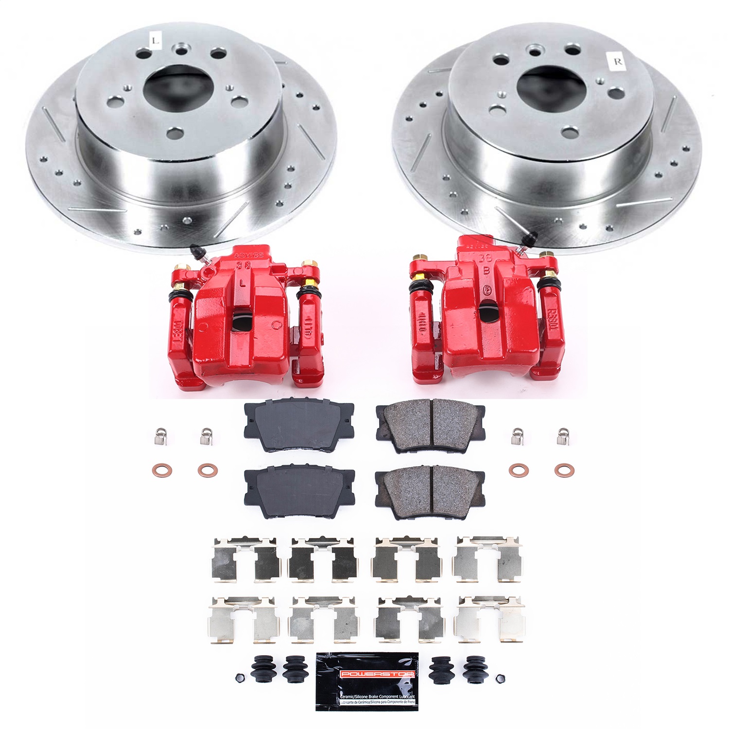 Power Stop - KC6520 - Rear - Disc Brake Pad/Caliper and Rotor Kit