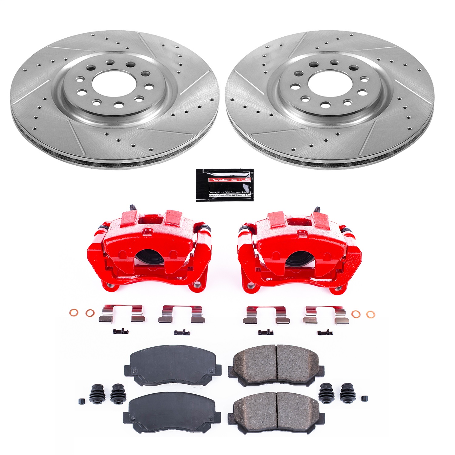 Power Stop - KC6538 - Front - Disc Brake Pad/Caliper and Rotor Kit
