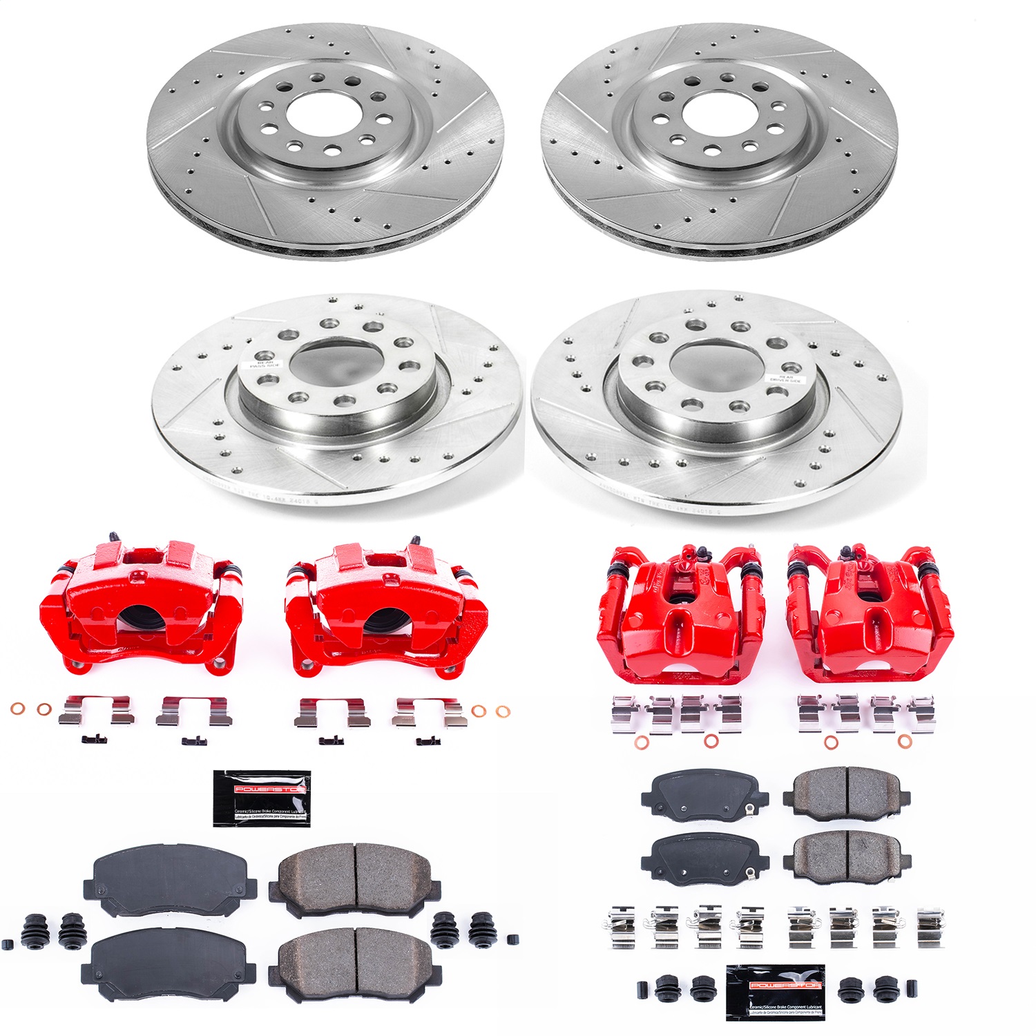 Power Stop - KC6539 - Front and Rear - Disc Brake Pad/Caliper and Rotor Kit