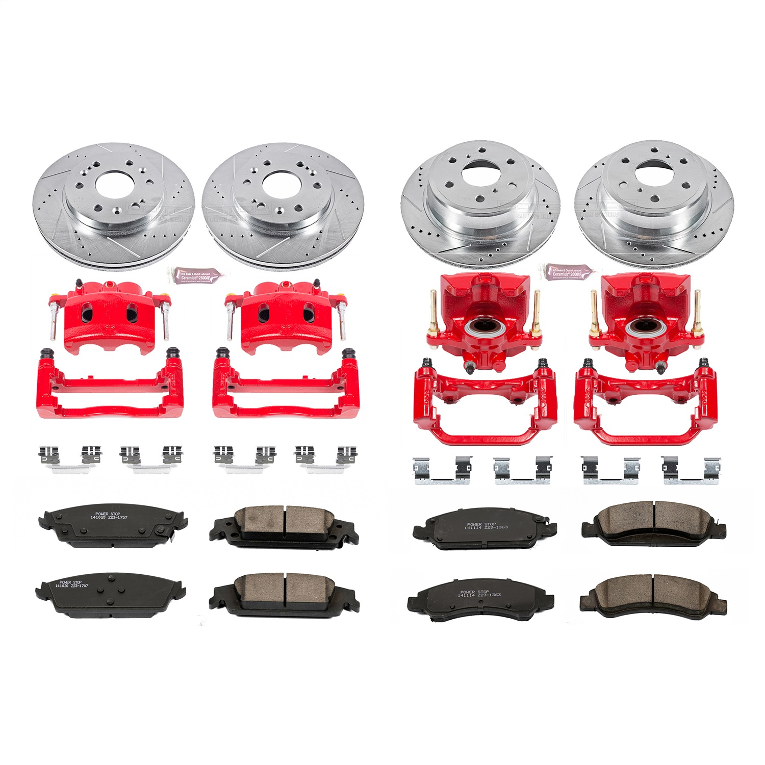 Power Stop - KC6560 - Front and Rear - Disc Brake Pad/Caliper and Rotor Kit