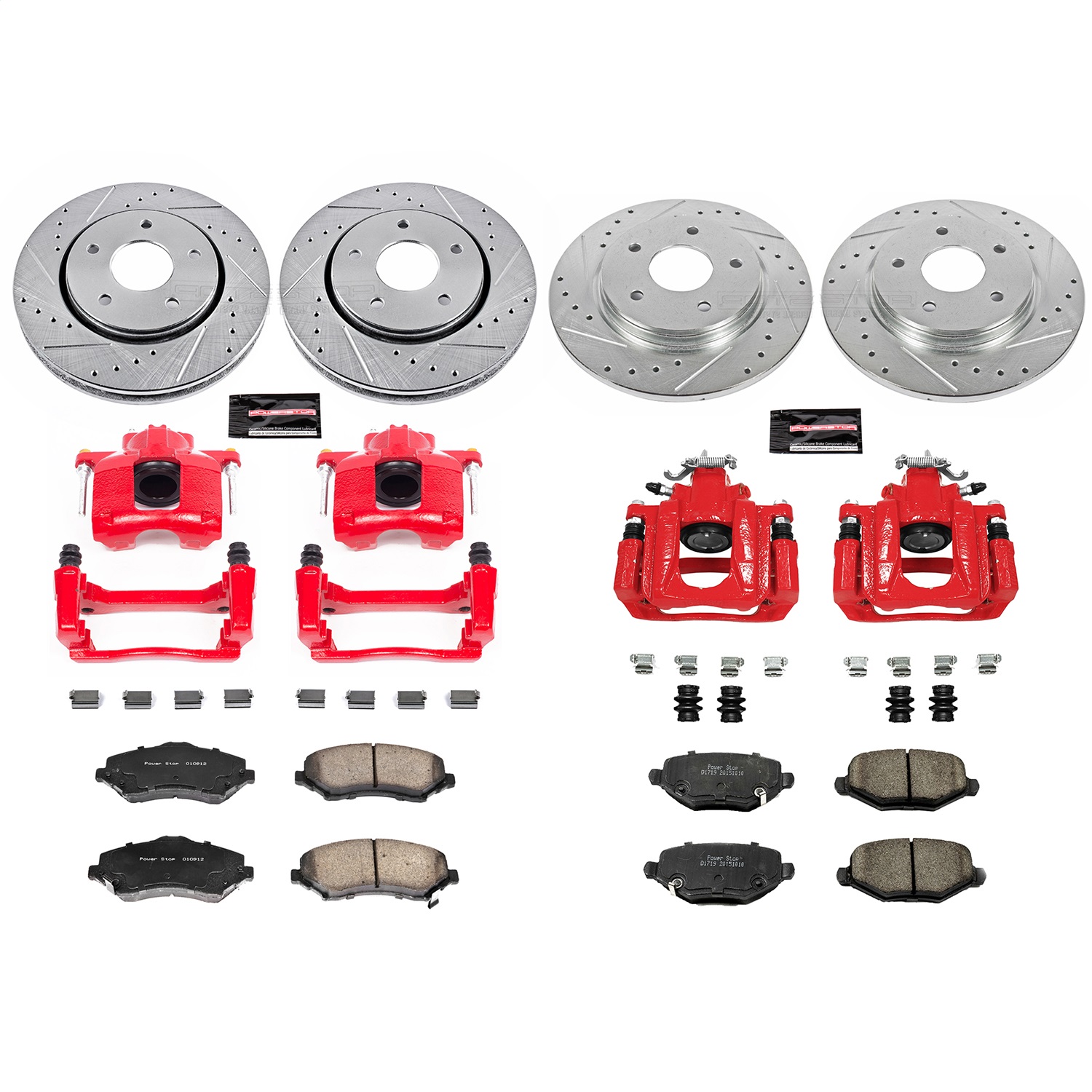 Power Stop - KC6563 - Front and Rear - Disc Brake Pad/Caliper and Rotor Kit