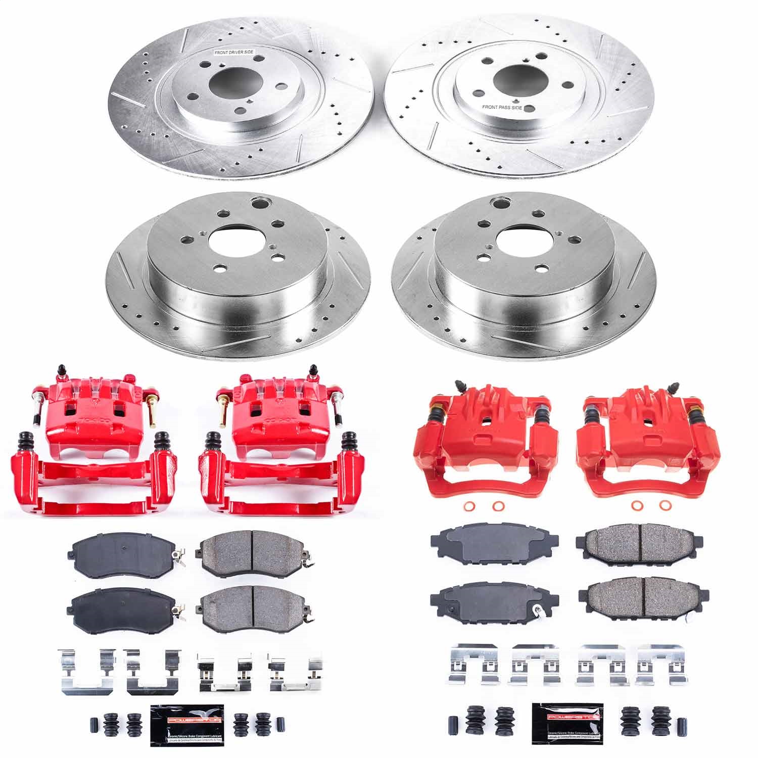 Power Stop - KC6762 - Front and Rear - Disc Brake Pad/Caliper and Rotor Kit