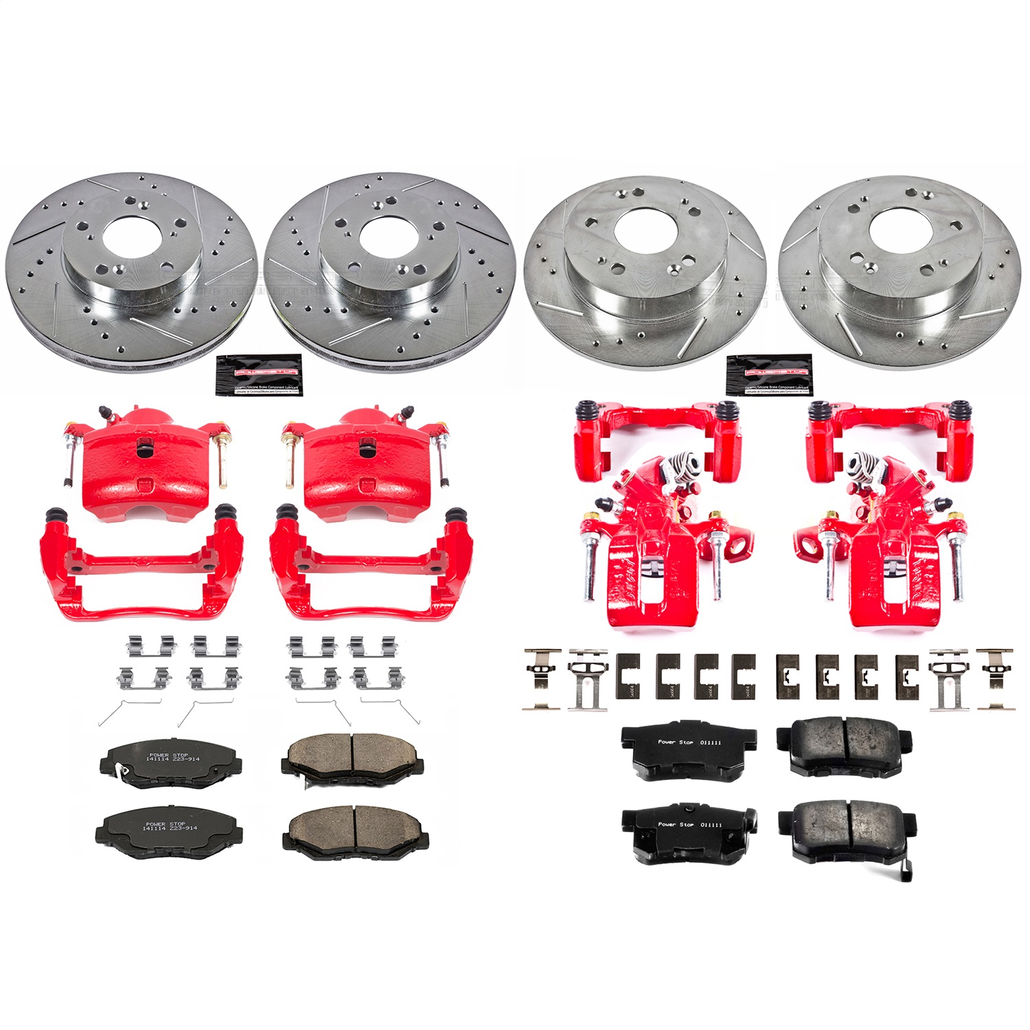 Power Stop - KC6781 - Front and Rear - Disc Brake Pad/Caliper and Rotor Kit