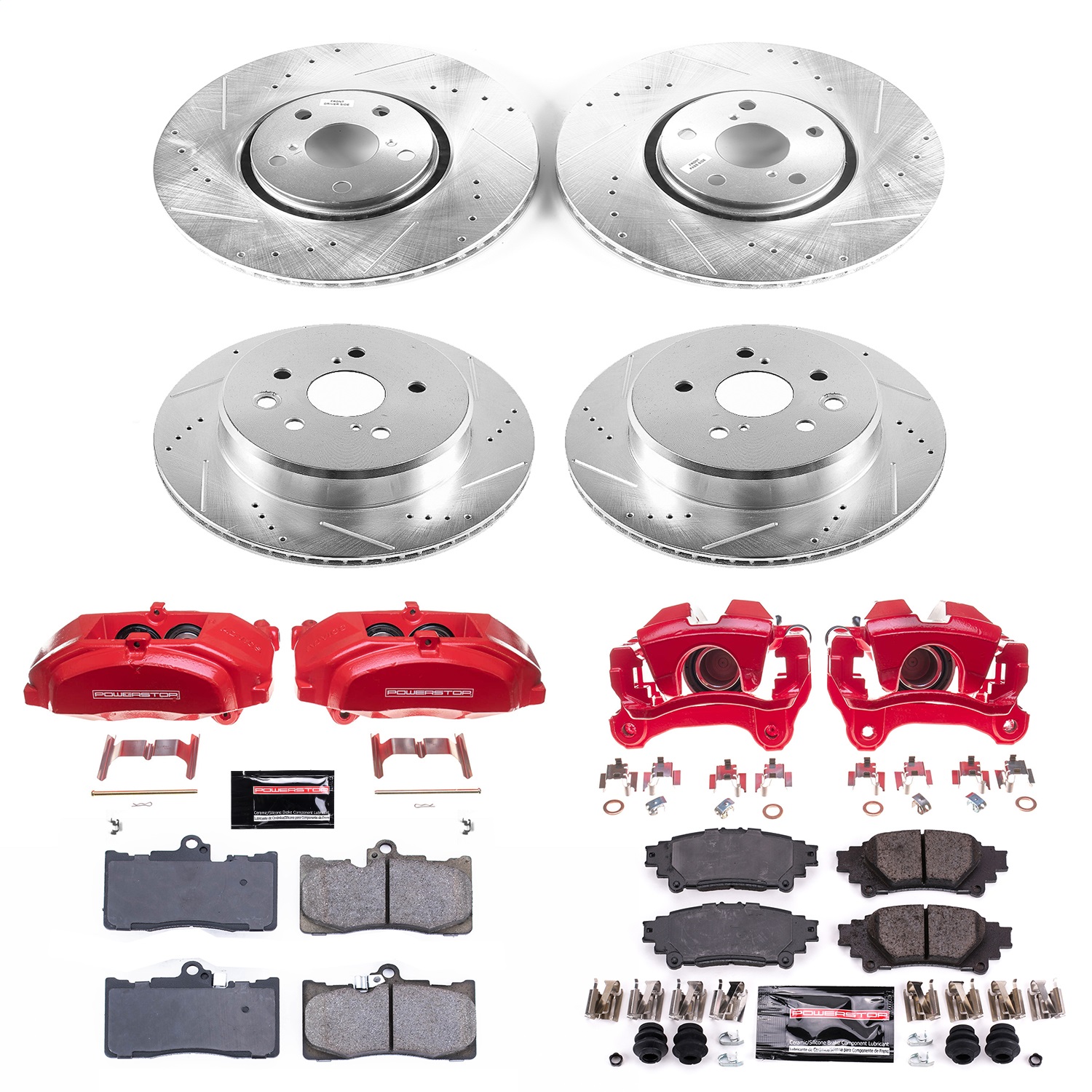 Power Stop - KC6929 - Front and Rear - Disc Brake Pad/Caliper and Rotor Kit