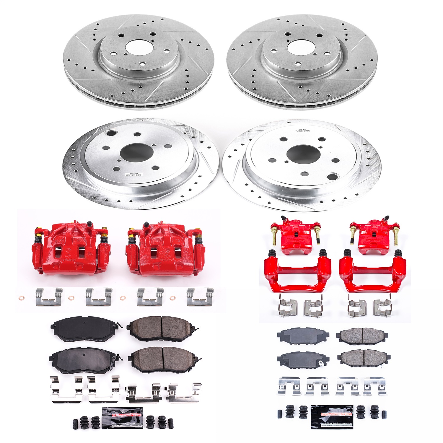 Power Stop - KC6932 - Front and Rear - Disc Brake Pad/Caliper and Rotor Kit