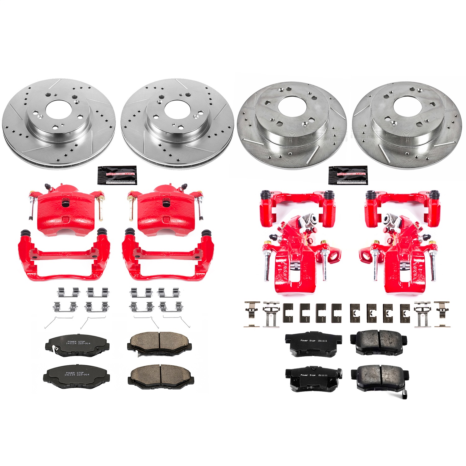 Power Stop - KC6942 - Front and Rear - Disc Brake Pad/Caliper and Rotor Kit