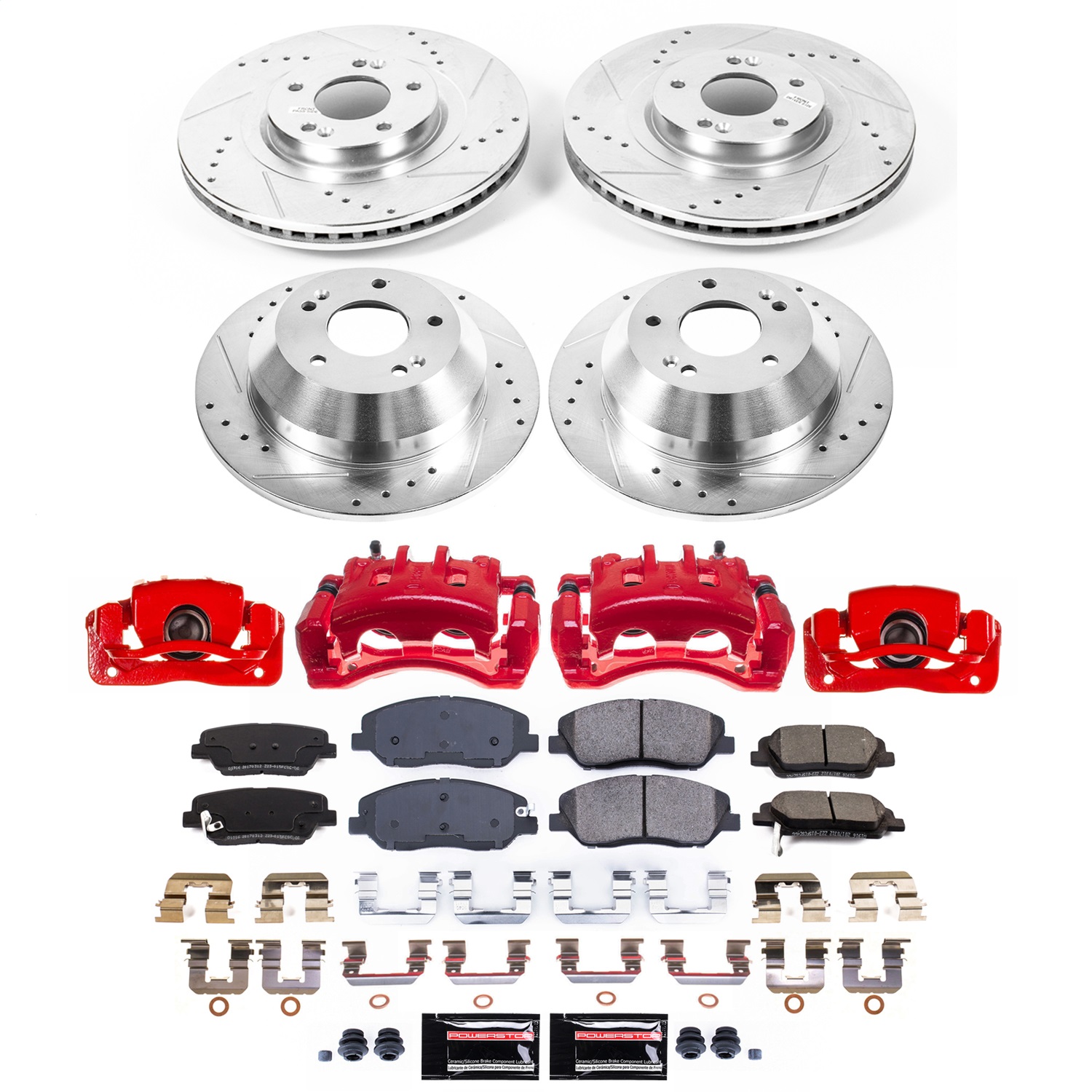 Power Stop - KC6950 - Front and Rear - Disc Brake Pad/Caliper and Rotor Kit