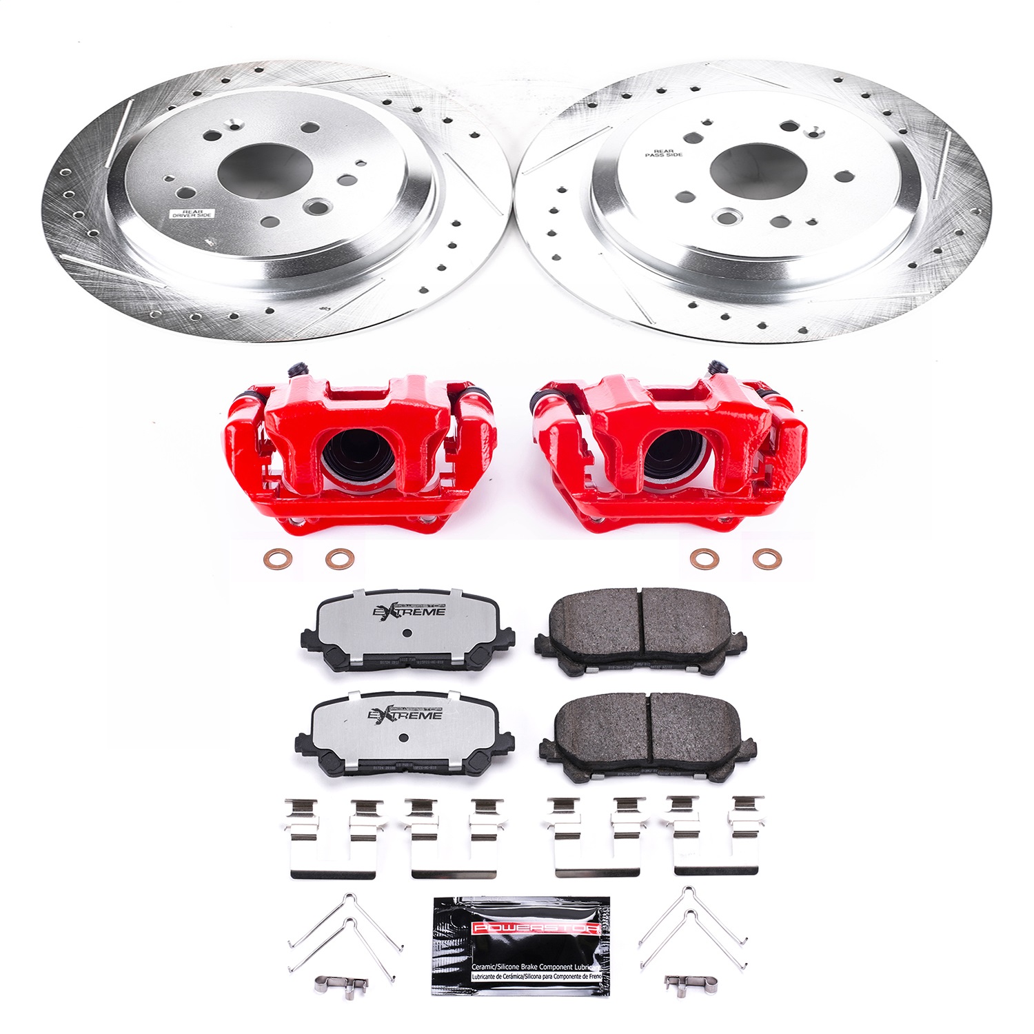 Power Stop - KC6953-36 - Rear - Disc Brake Pad/Caliper and Rotor Kit