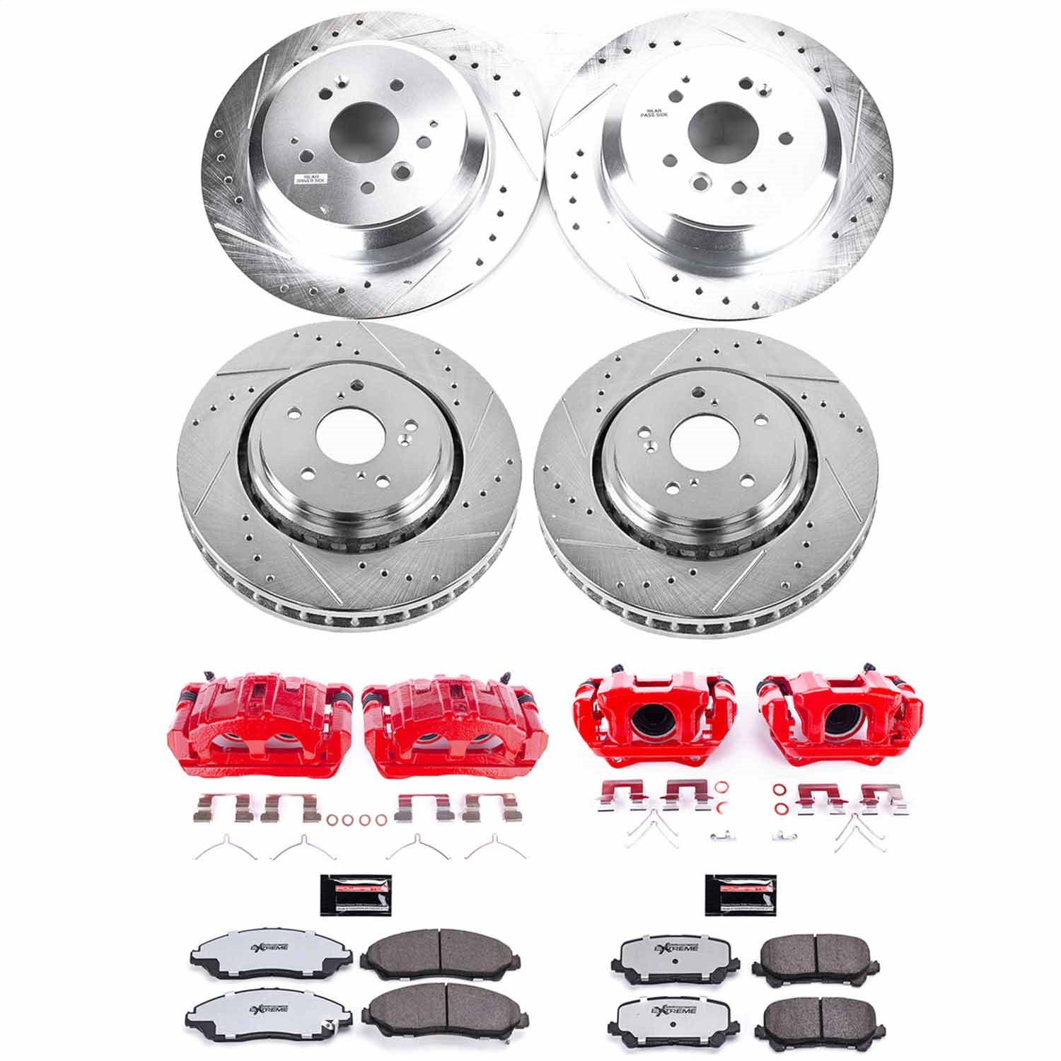 Power Stop - KC6956-36 - Front and Rear - Disc Brake Pad/Caliper and Rotor Kit