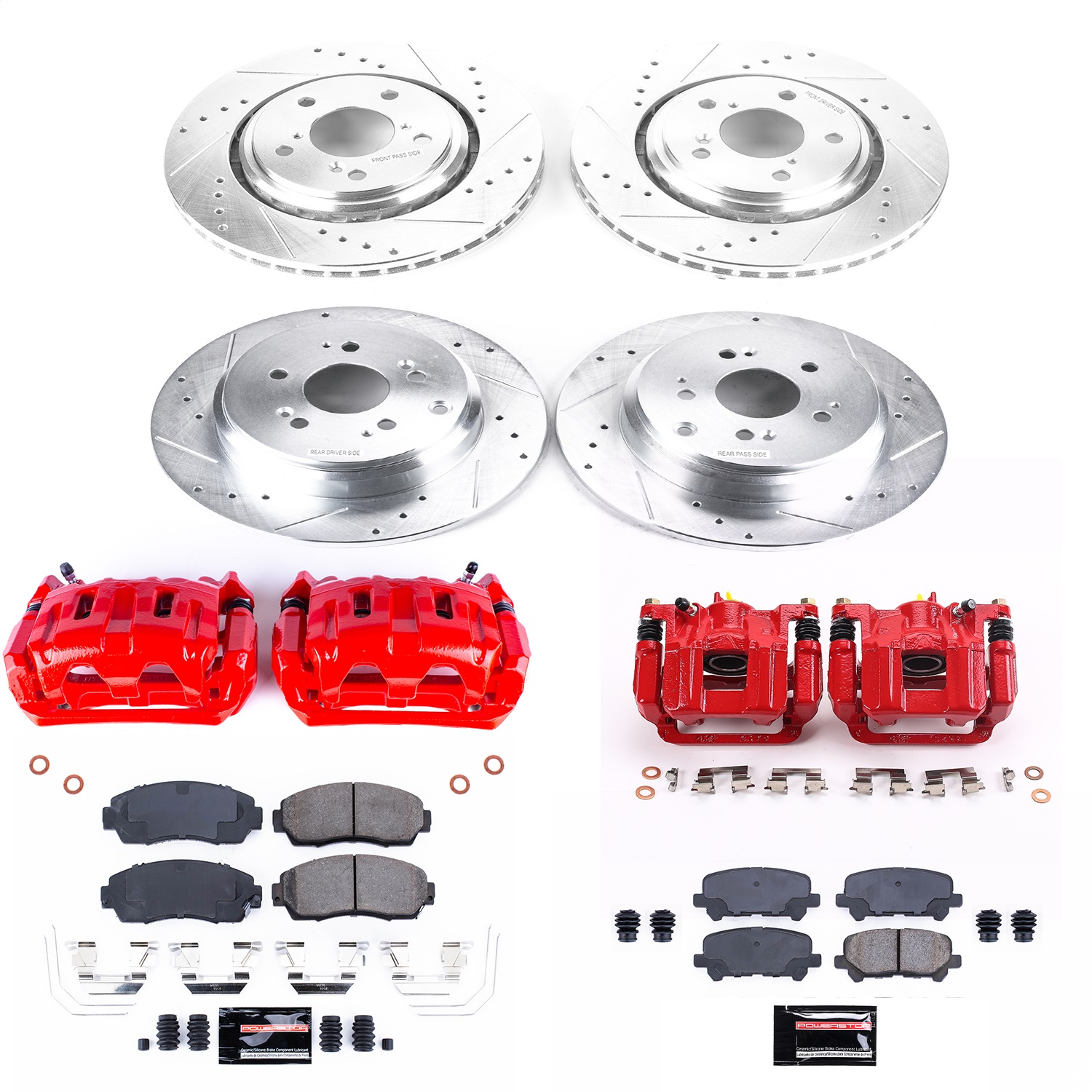 Power Stop - KC6958 - Front and Rear - Disc Brake Pad/Caliper and Rotor Kit