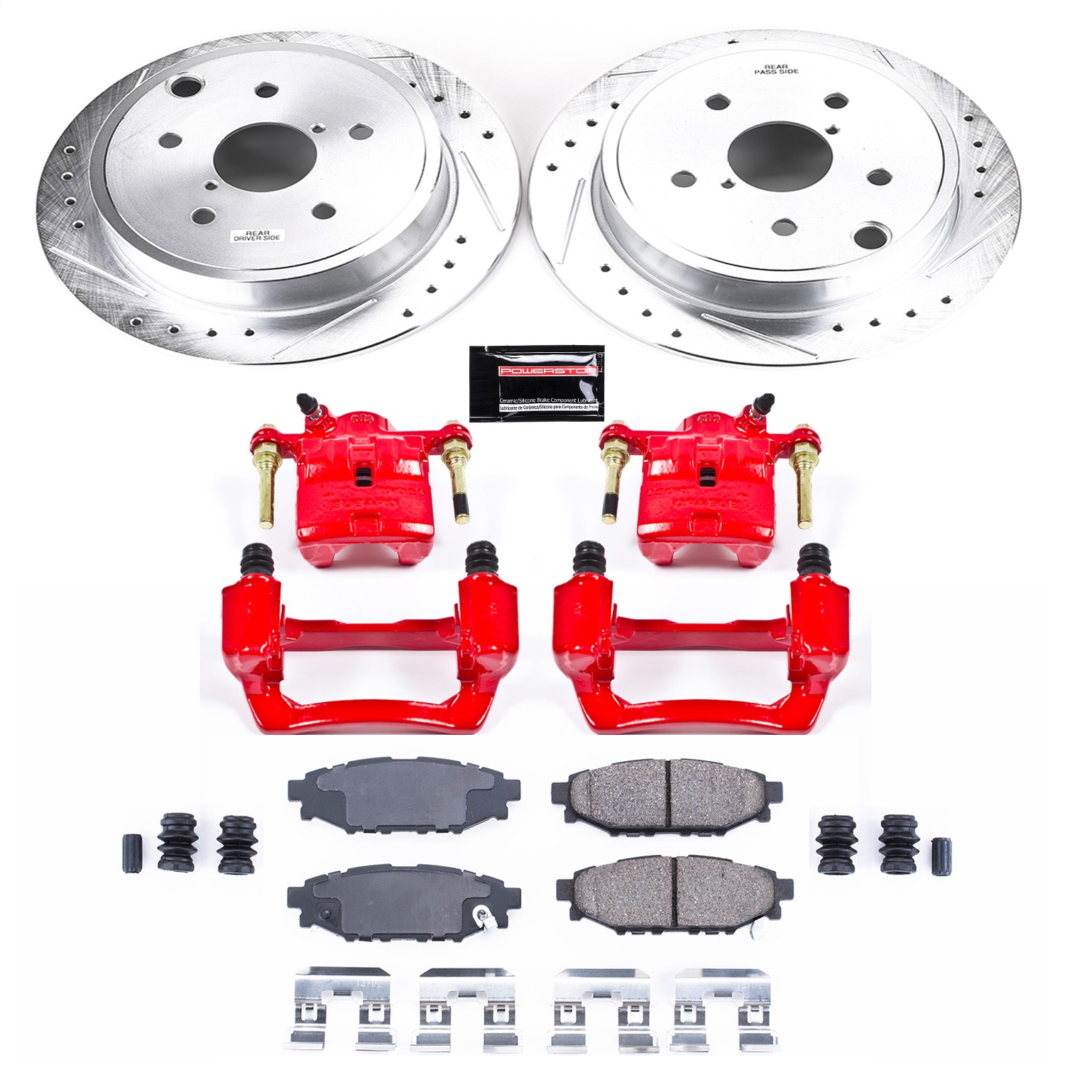 Power Stop - KC6977 - Rear - Disc Brake Pad/Caliper and Rotor Kit