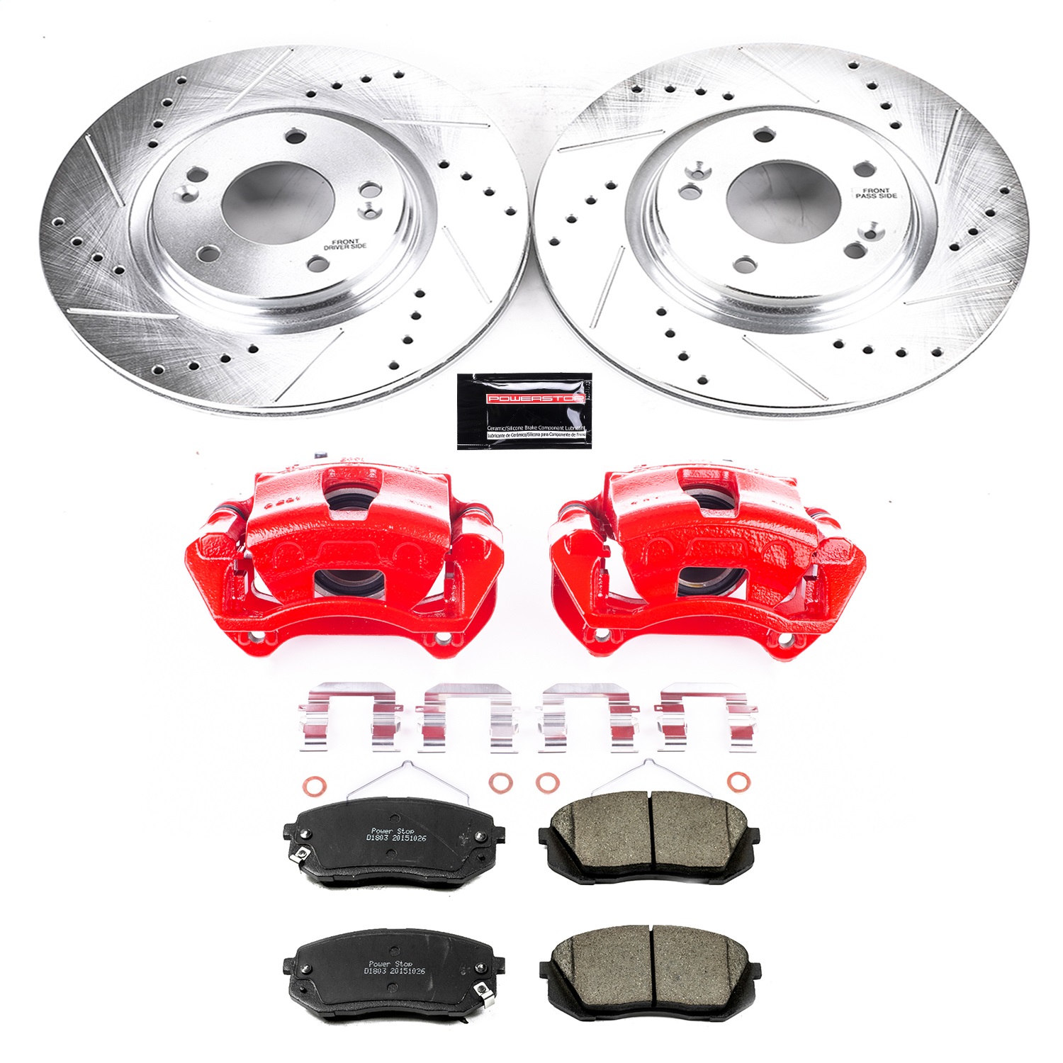 Power Stop - KC6982 - Front - Disc Brake Pad/Caliper and Rotor Kit