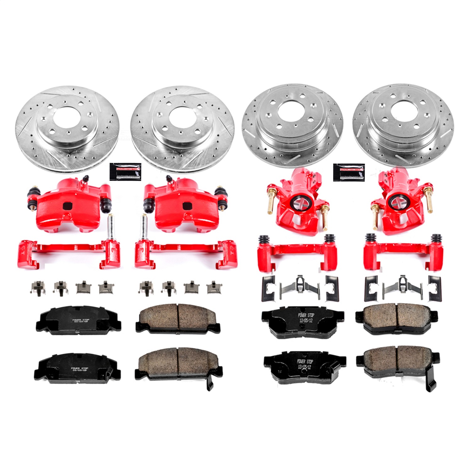 Power Stop - KC700 - Front and Rear - Disc Brake Pad/Caliper and Rotor Kit