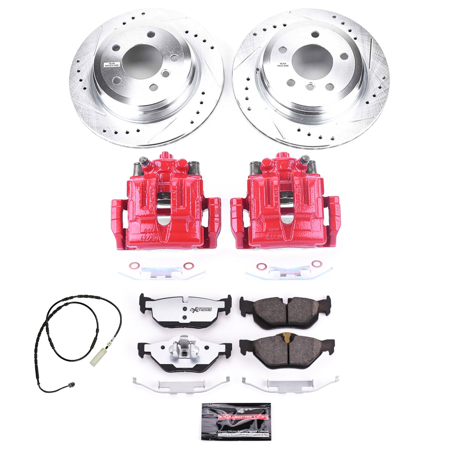 Power Stop - KC7008-26 - Rear - Disc Brake Pad/Caliper and Rotor Kit