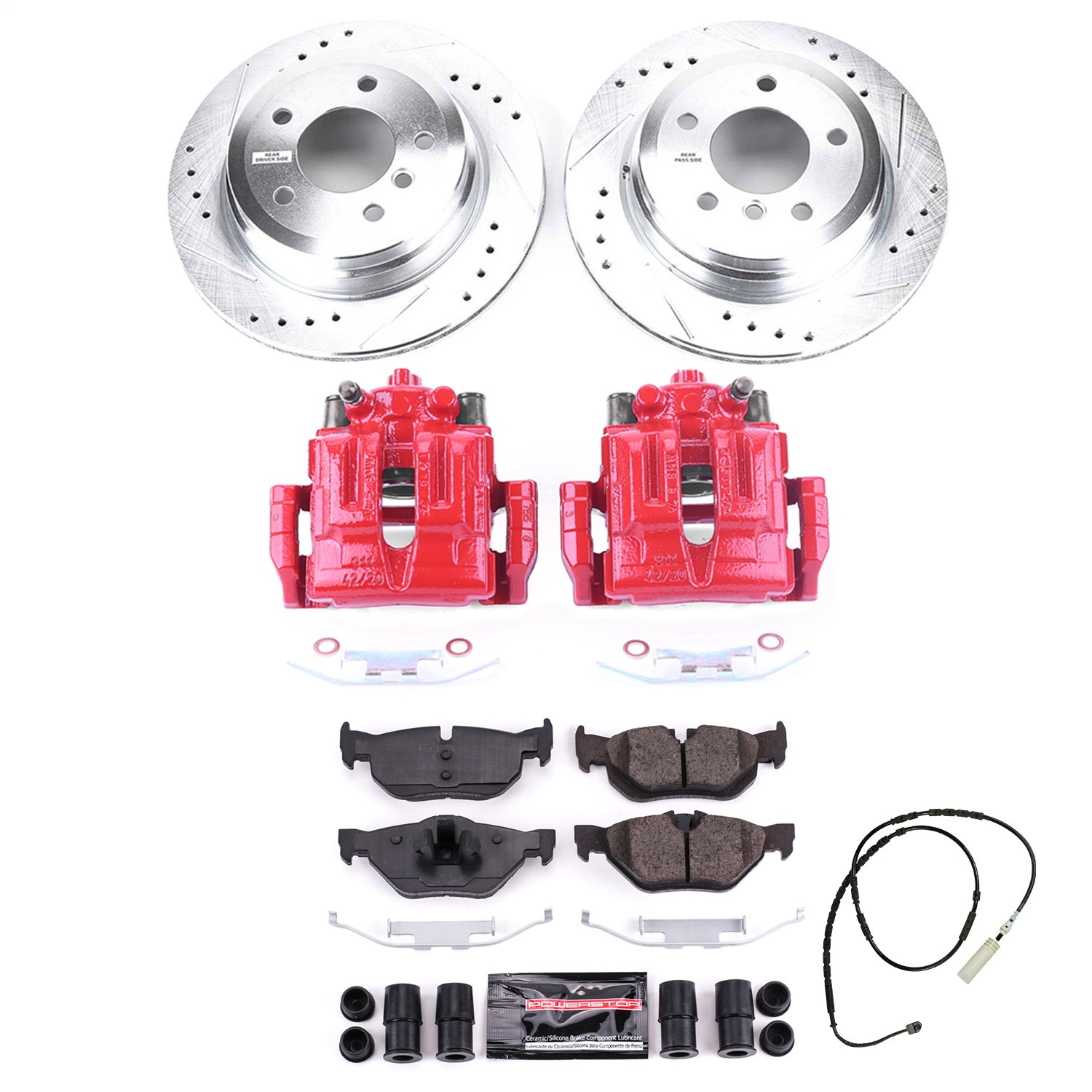 Power Stop - KC7008 - Rear - Disc Brake Pad/Caliper and Rotor Kit
