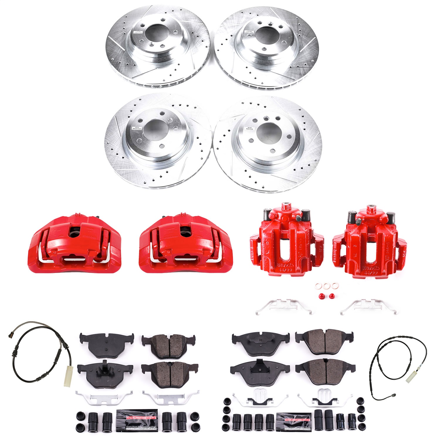Power Stop - KC7021 - Front and Rear - Disc Brake Pad/Caliper and Rotor Kit