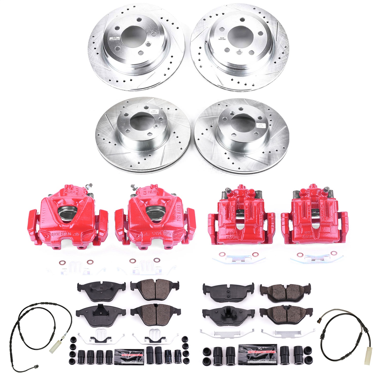 Power Stop - KC7024 - Front and Rear - Disc Brake Pad/Caliper and Rotor Kit