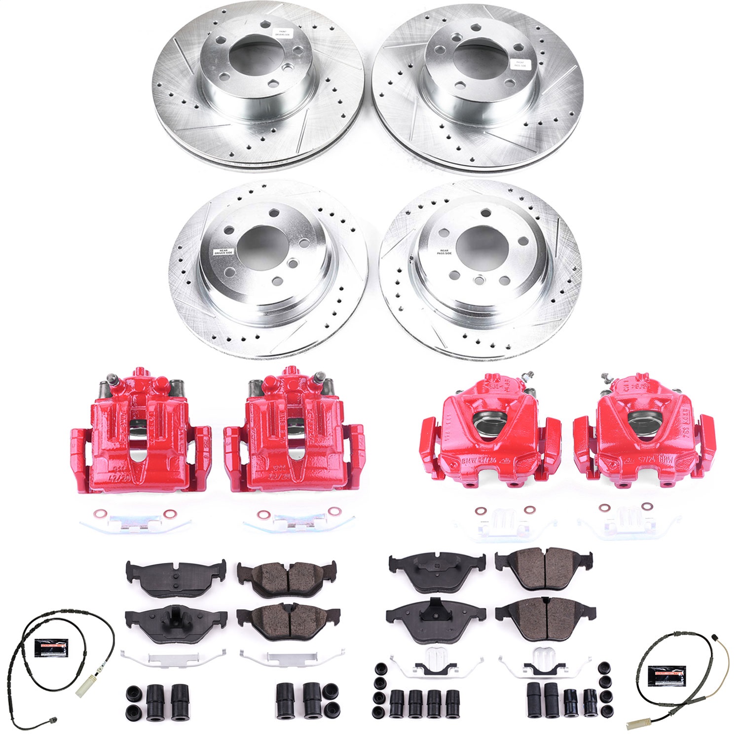 Power Stop - KC7025 - Front and Rear - Disc Brake Pad/Caliper and Rotor Kit