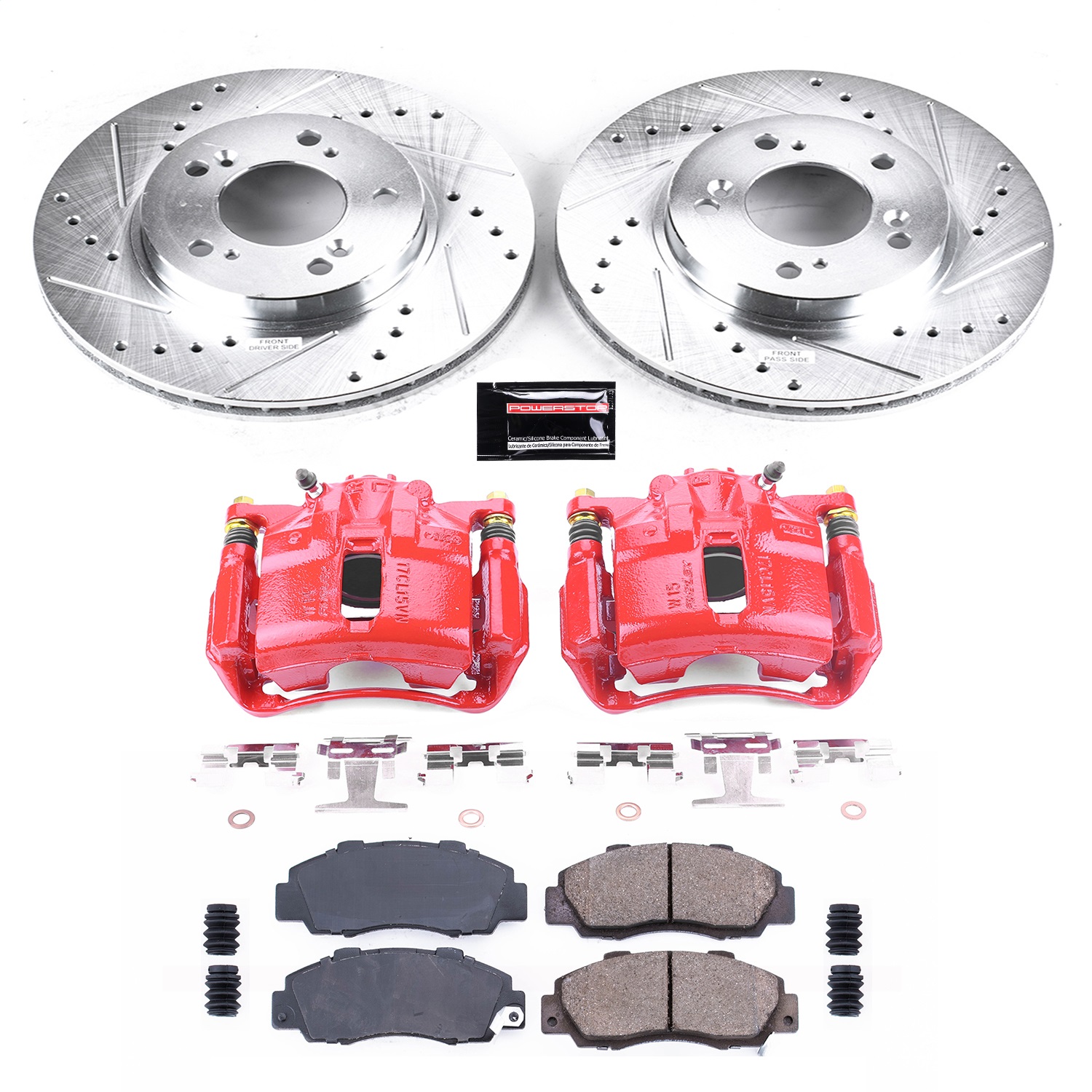 Power Stop - KC704A - Front - Disc Brake Pad/Caliper and Rotor Kit