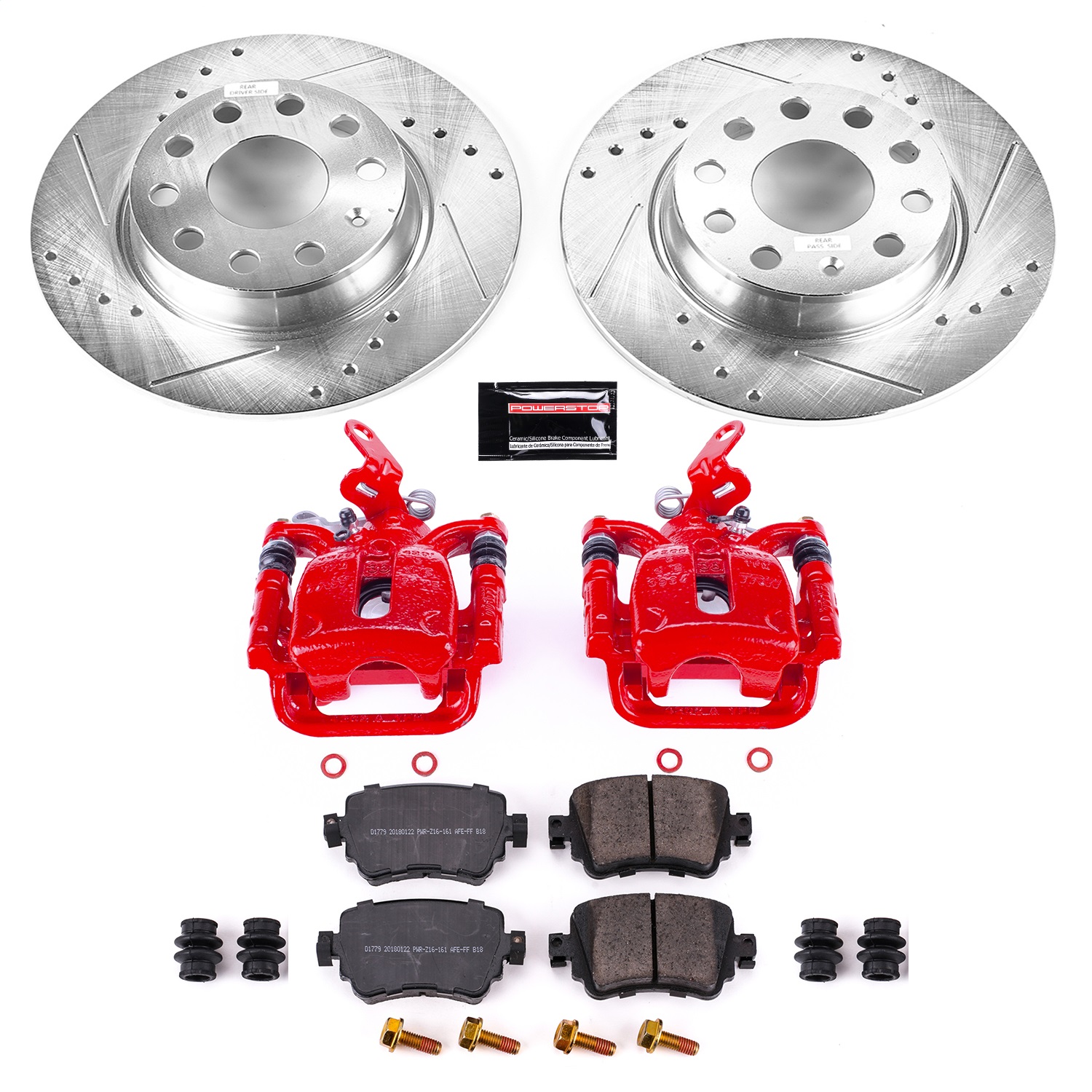 Power Stop - KC7053 - Rear - Disc Brake Pad/Caliper and Rotor Kit