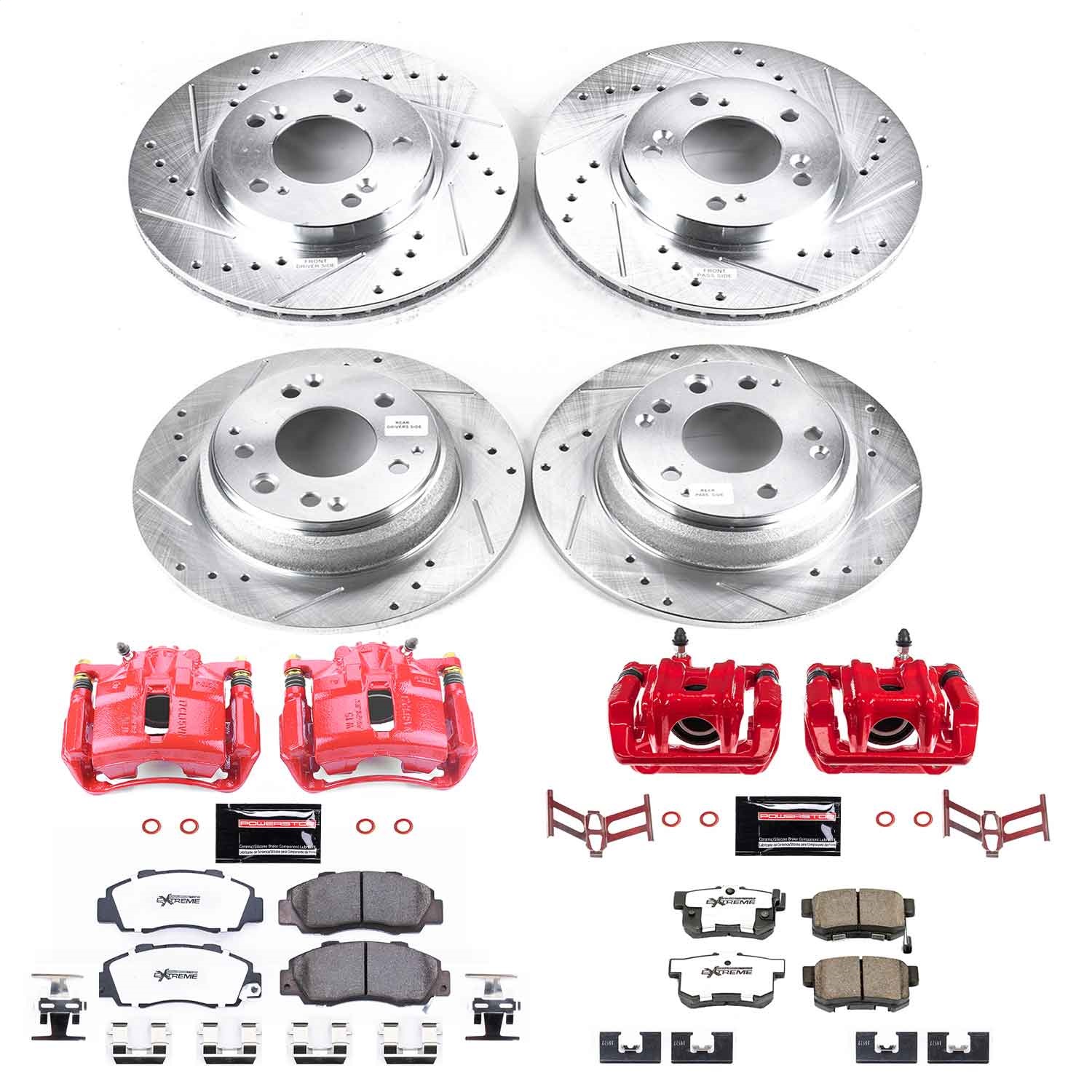 Power Stop - KC705A-26 - Front and Rear - Disc Brake Pad/Caliper and Rotor Kit