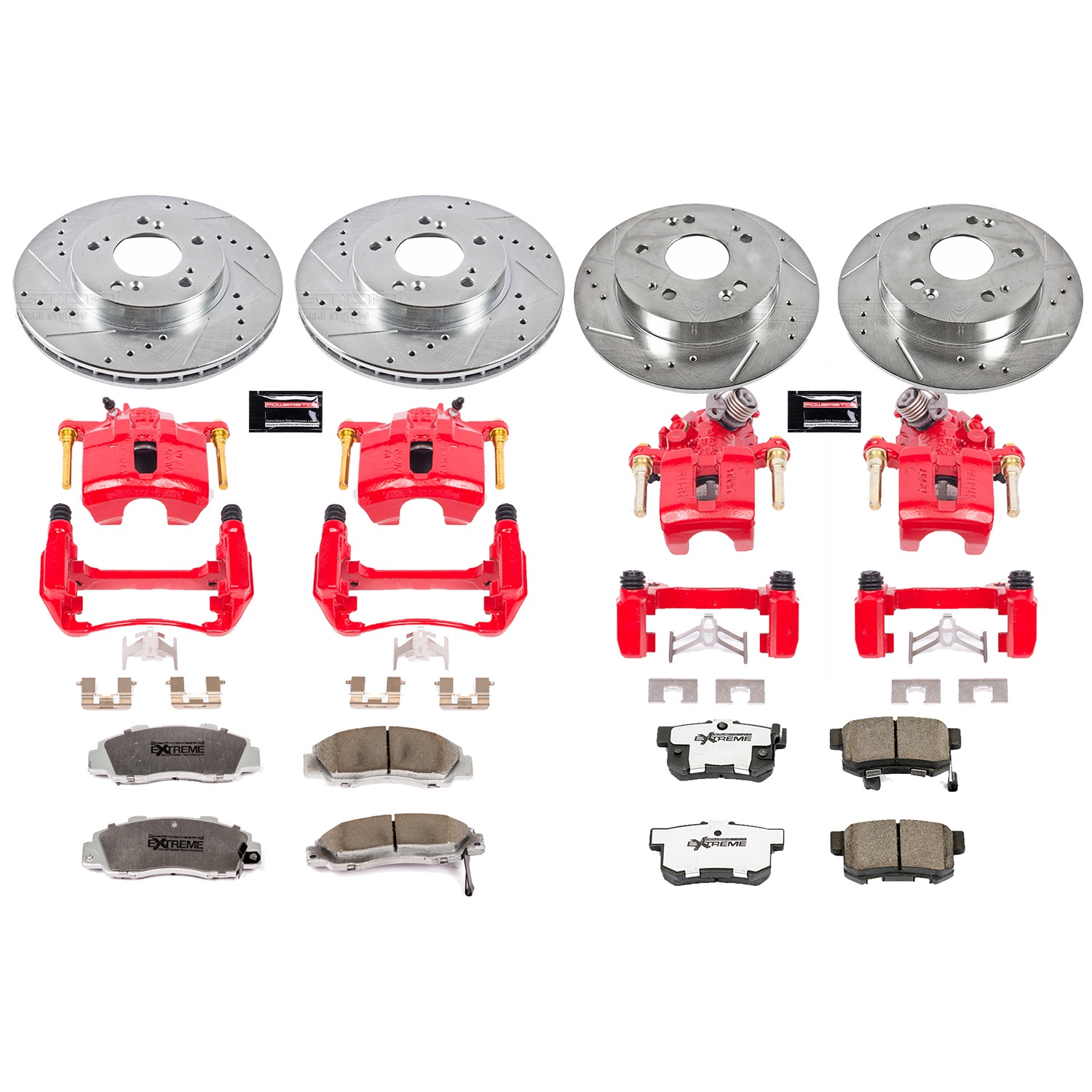 Power Stop - KC706-26 - Front and Rear - Disc Brake Pad/Caliper and Rotor Kit