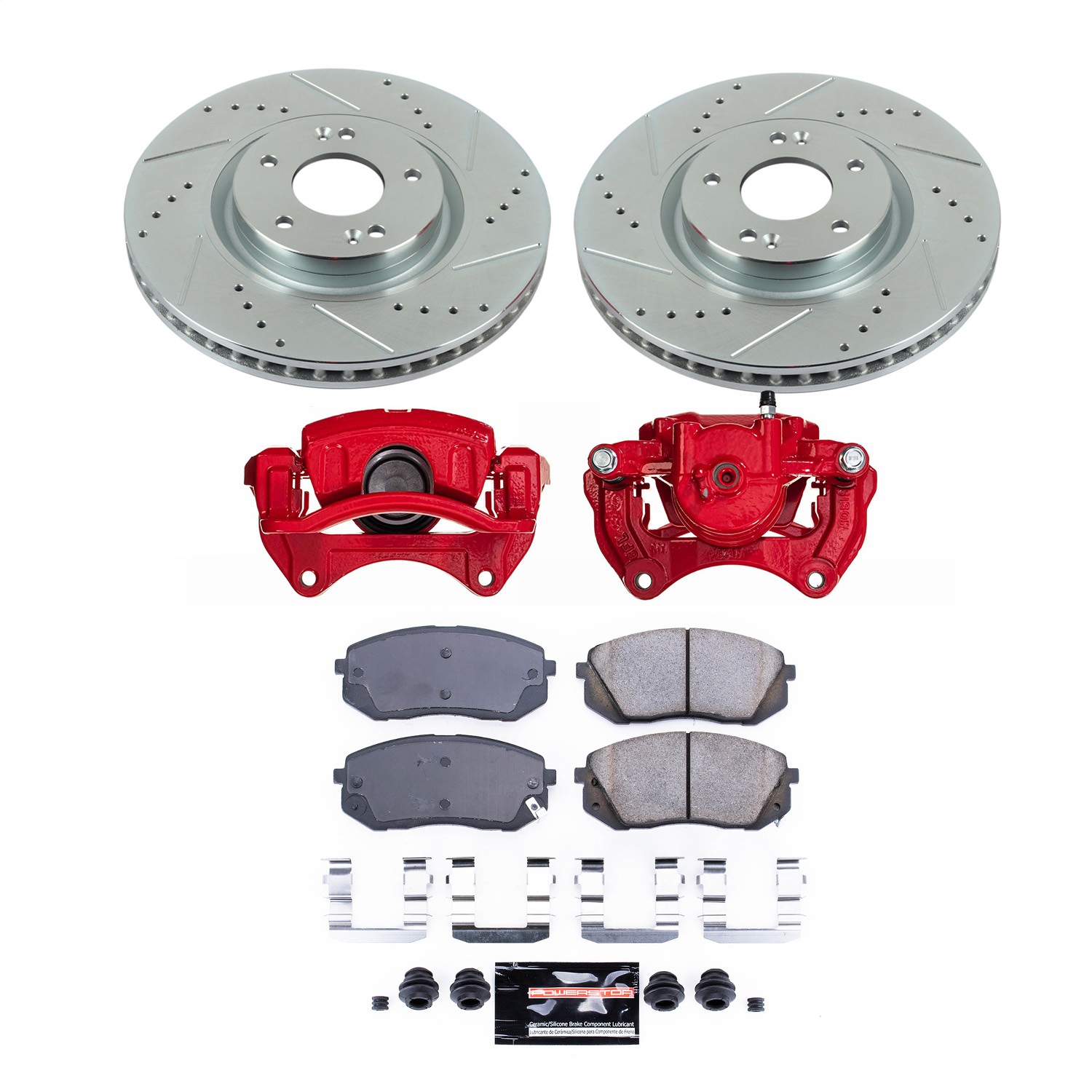 Power Stop - KC7083 - Front - Disc Brake Pad/Caliper and Rotor Kit