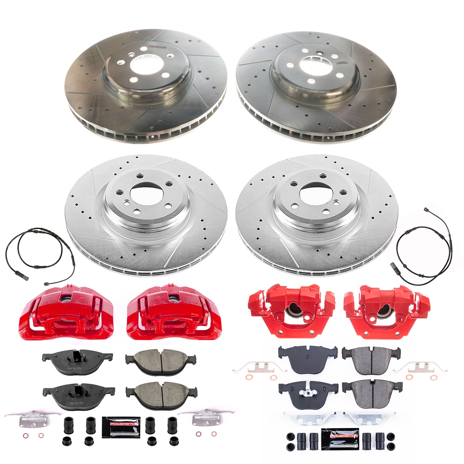 Power Stop - KC7098 - Front and Rear - Disc Brake Pad/Caliper and Rotor Kit