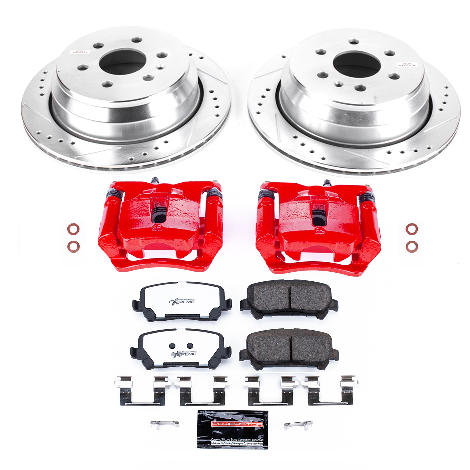 Power Stop - KC7127-36 - Rear - Disc Brake Pad/Caliper and Rotor Kit