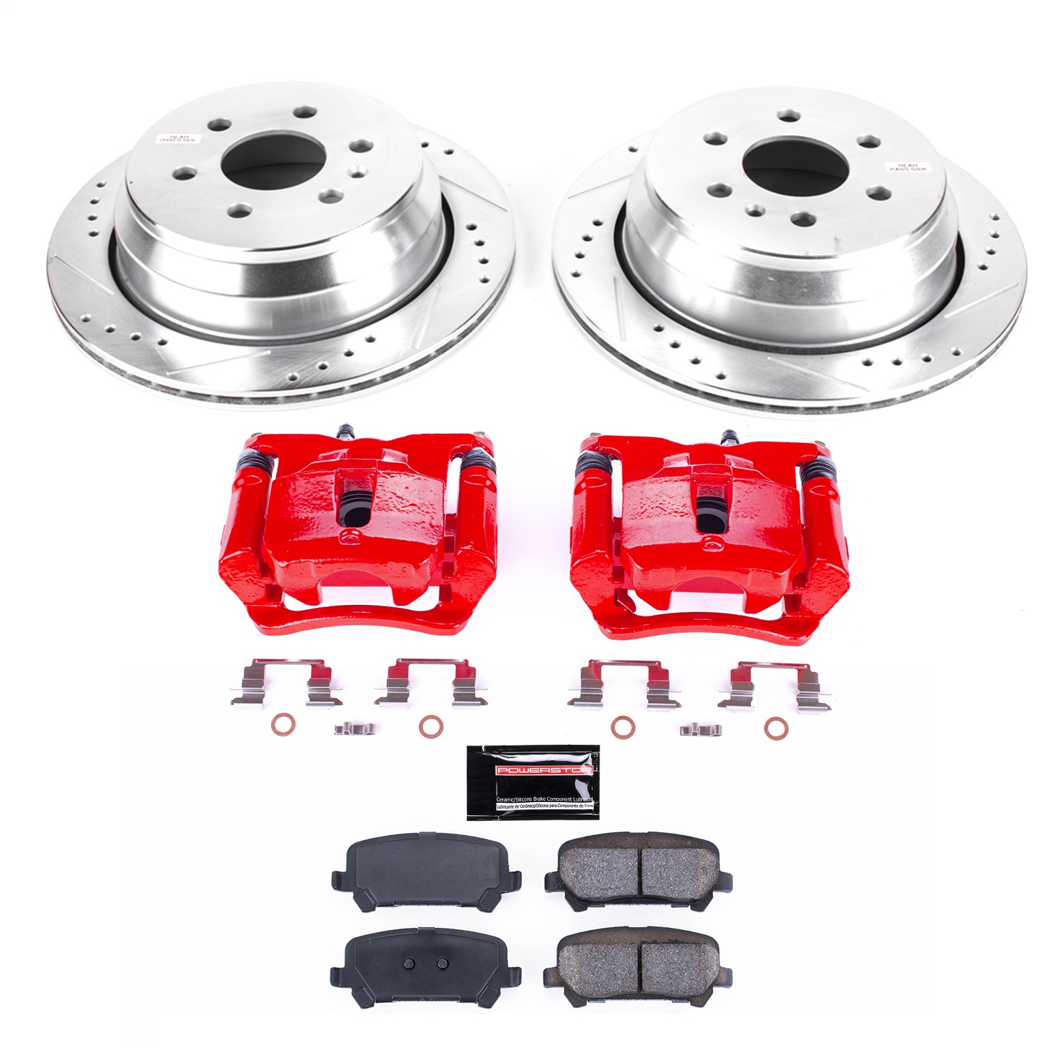 Power Stop - KC7127 - Rear - Disc Brake Pad/Caliper and Rotor Kit