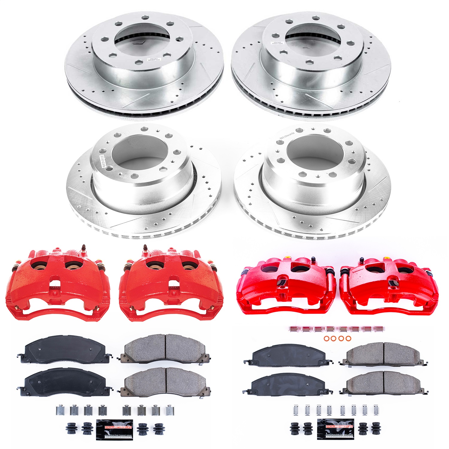 Power Stop - KC7141A - Front and Rear - Disc Brake Pad/Caliper and Rotor Kit