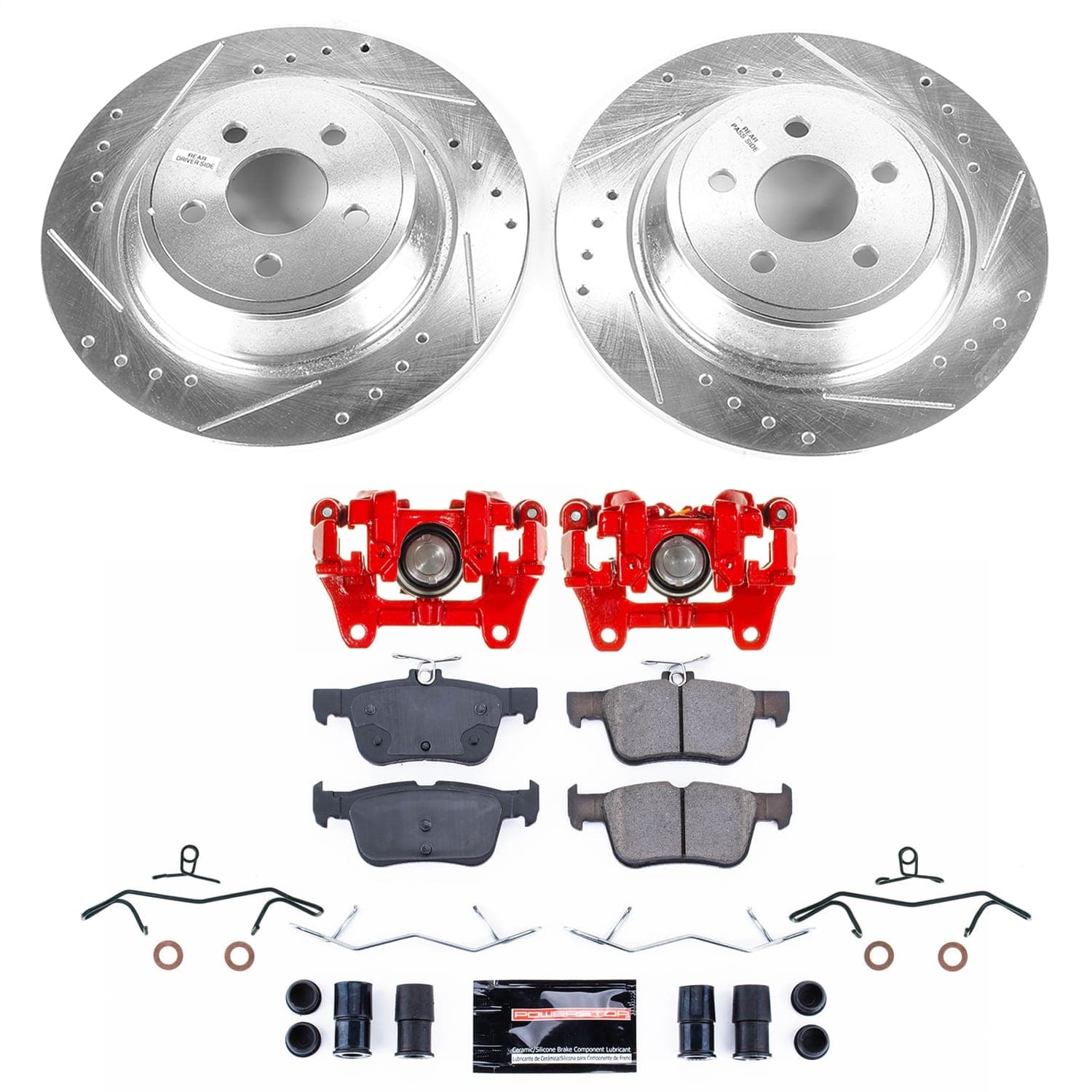 Power Stop - KC7144B - Rear - Disc Brake Pad/Caliper and Rotor Kit