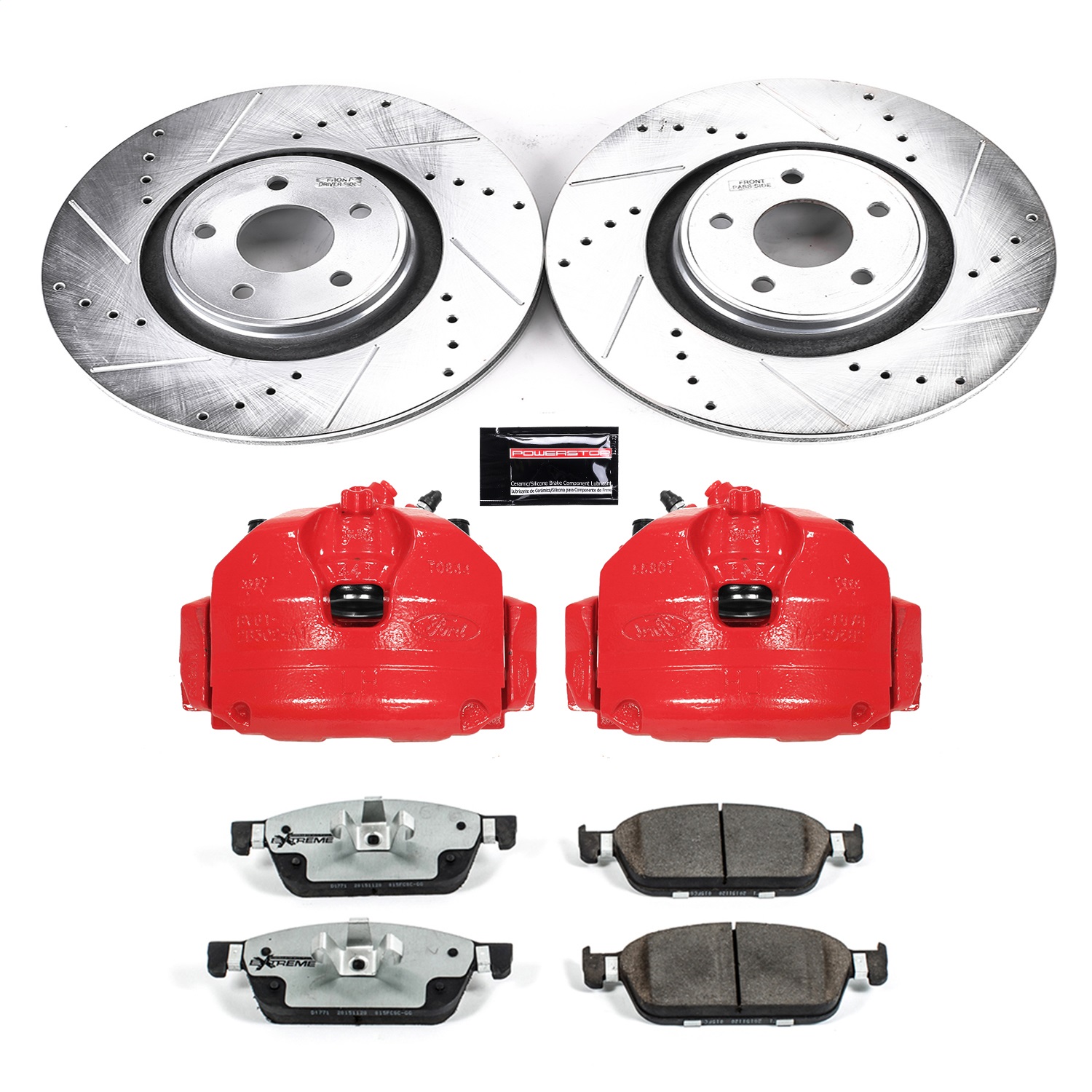 Power Stop - KC7147-26 - Front - Disc Brake Pad/Caliper and Rotor Kit