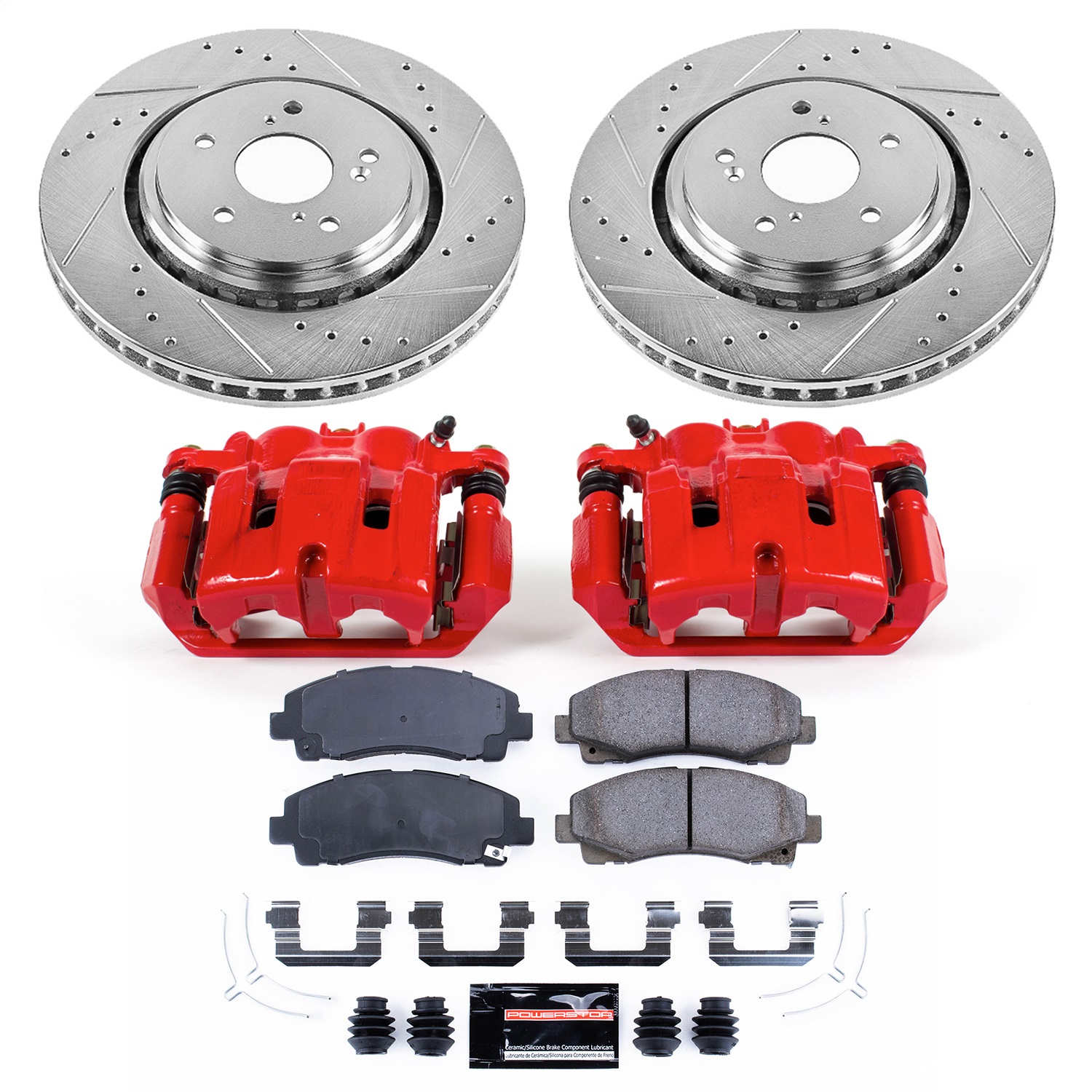 Power Stop - KC7214 - Front - Disc Brake Pad/Caliper and Rotor Kit