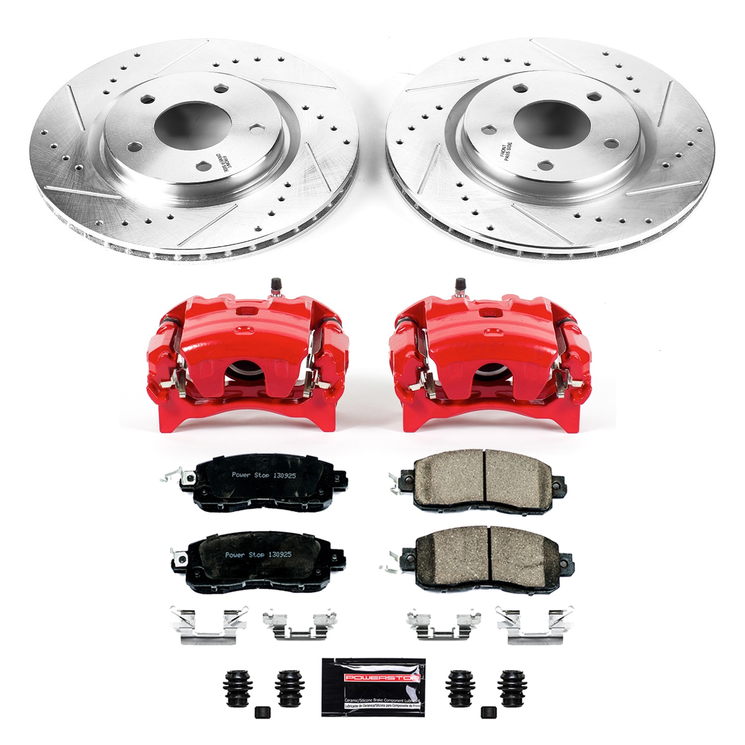 Power Stop - KC7215 - Front - Disc Brake Pad/Caliper and Rotor Kit