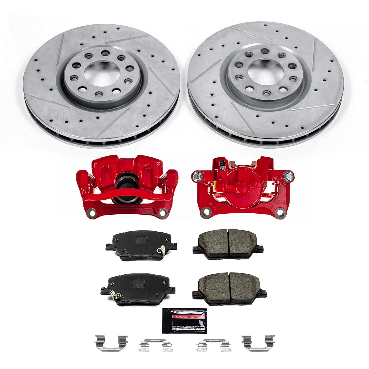 Power Stop - KC7299 - Front - Disc Brake Pad/Caliper and Rotor Kit