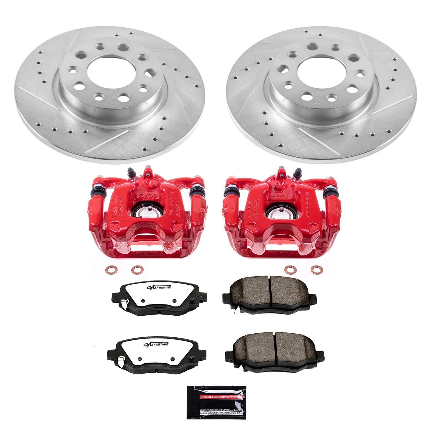 Power Stop - KC7301-36 - Rear - Disc Brake Pad/Caliper and Rotor Kit