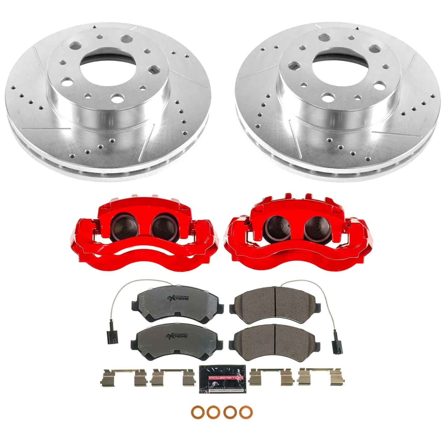 Power Stop - KC7303-36 - Front - Disc Brake Pad/Caliper and Rotor Kit