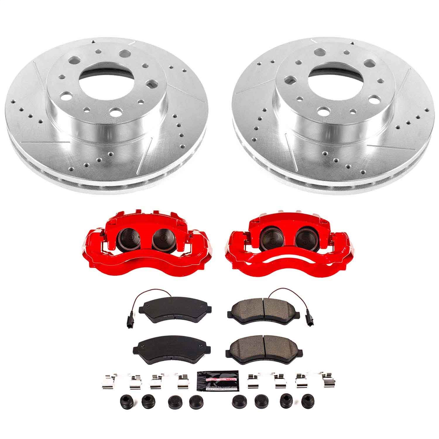 Power Stop - KC7303 - Front - Disc Brake Pad/Caliper and Rotor Kit