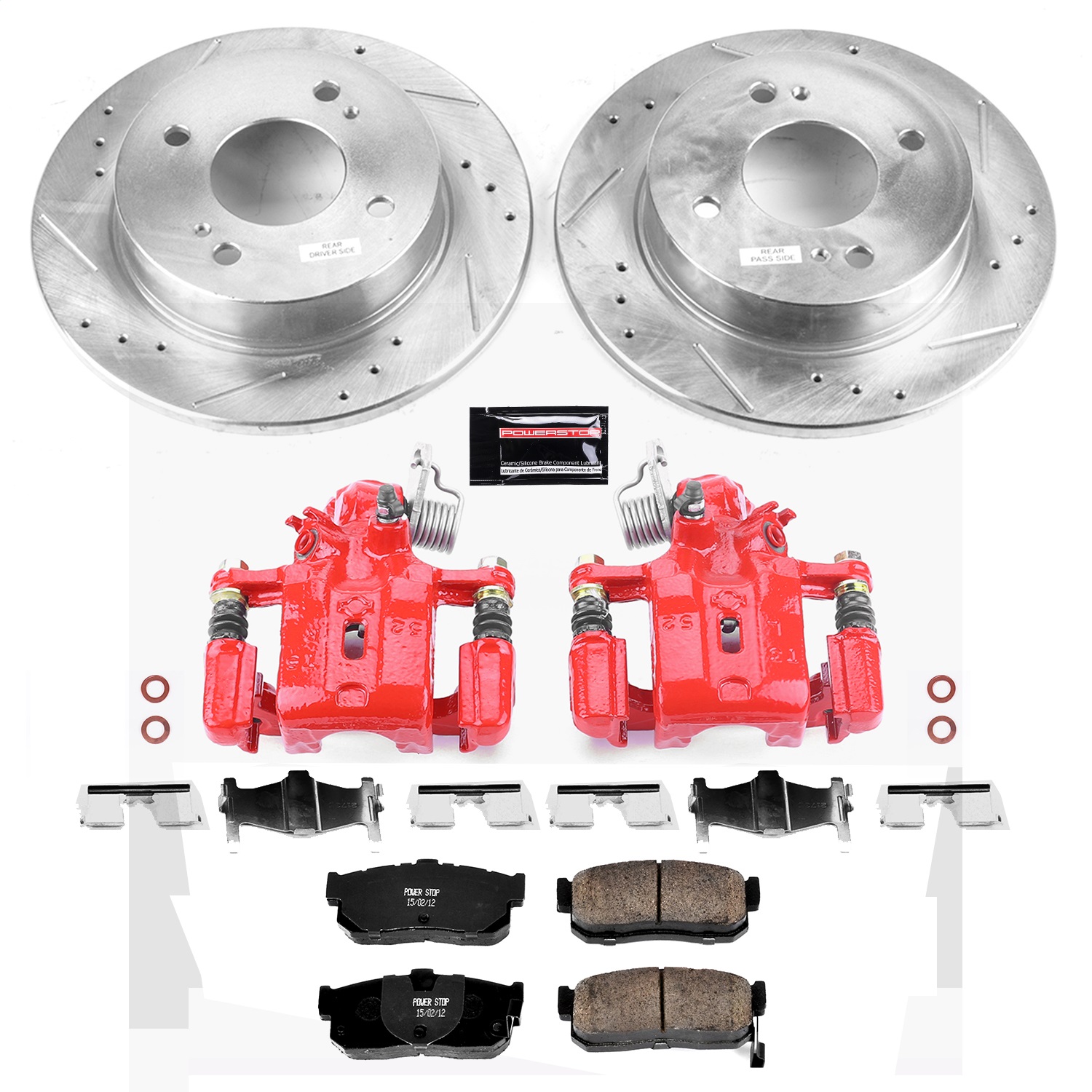 Power Stop - KC740 - Rear - Disc Brake Pad/Caliper and Rotor Kit