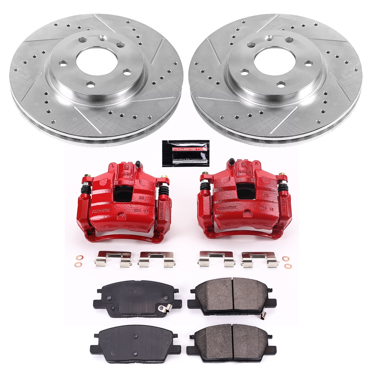 Power Stop - KC7400 - Front - Disc Brake Pad/Caliper and Rotor Kit