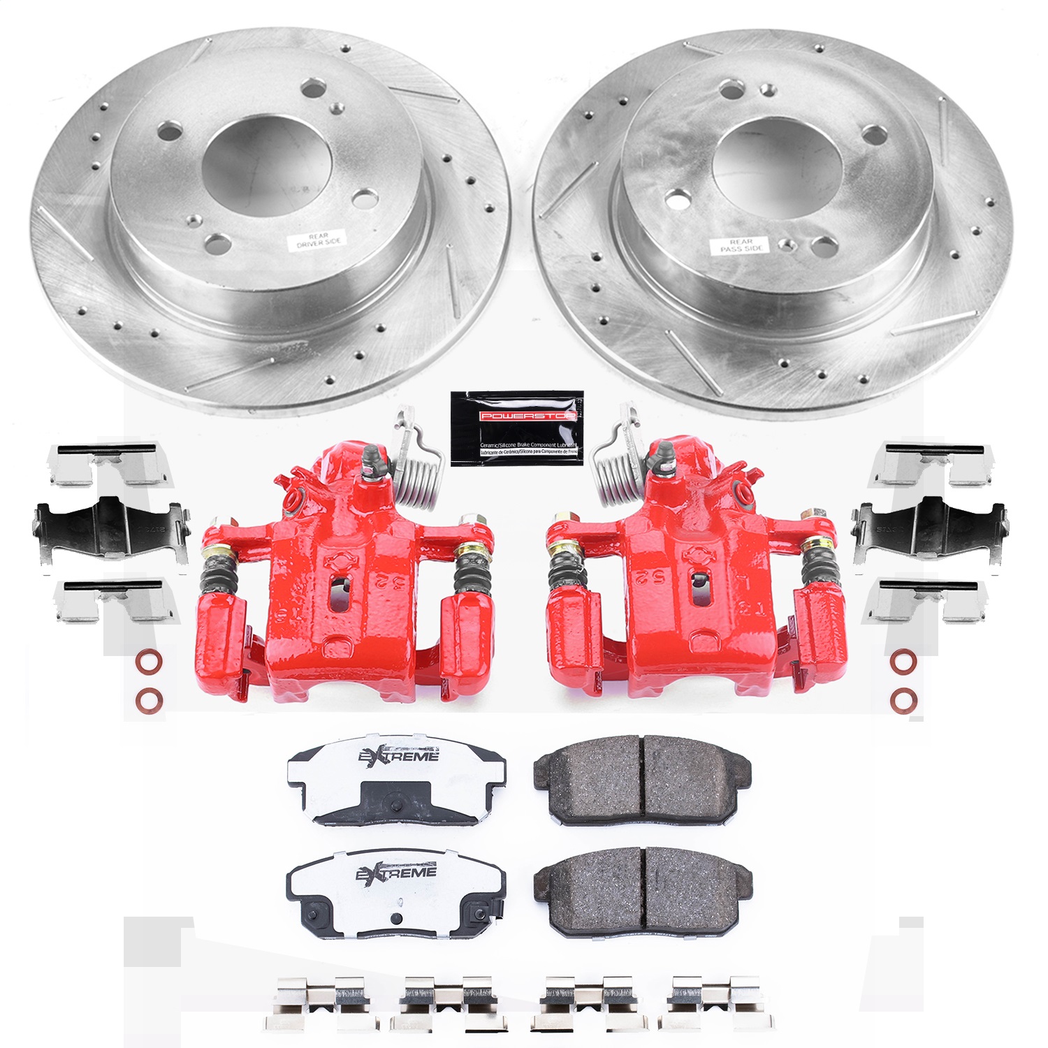 Power Stop - KC741-26 - Rear - Disc Brake Pad/Caliper and Rotor Kit