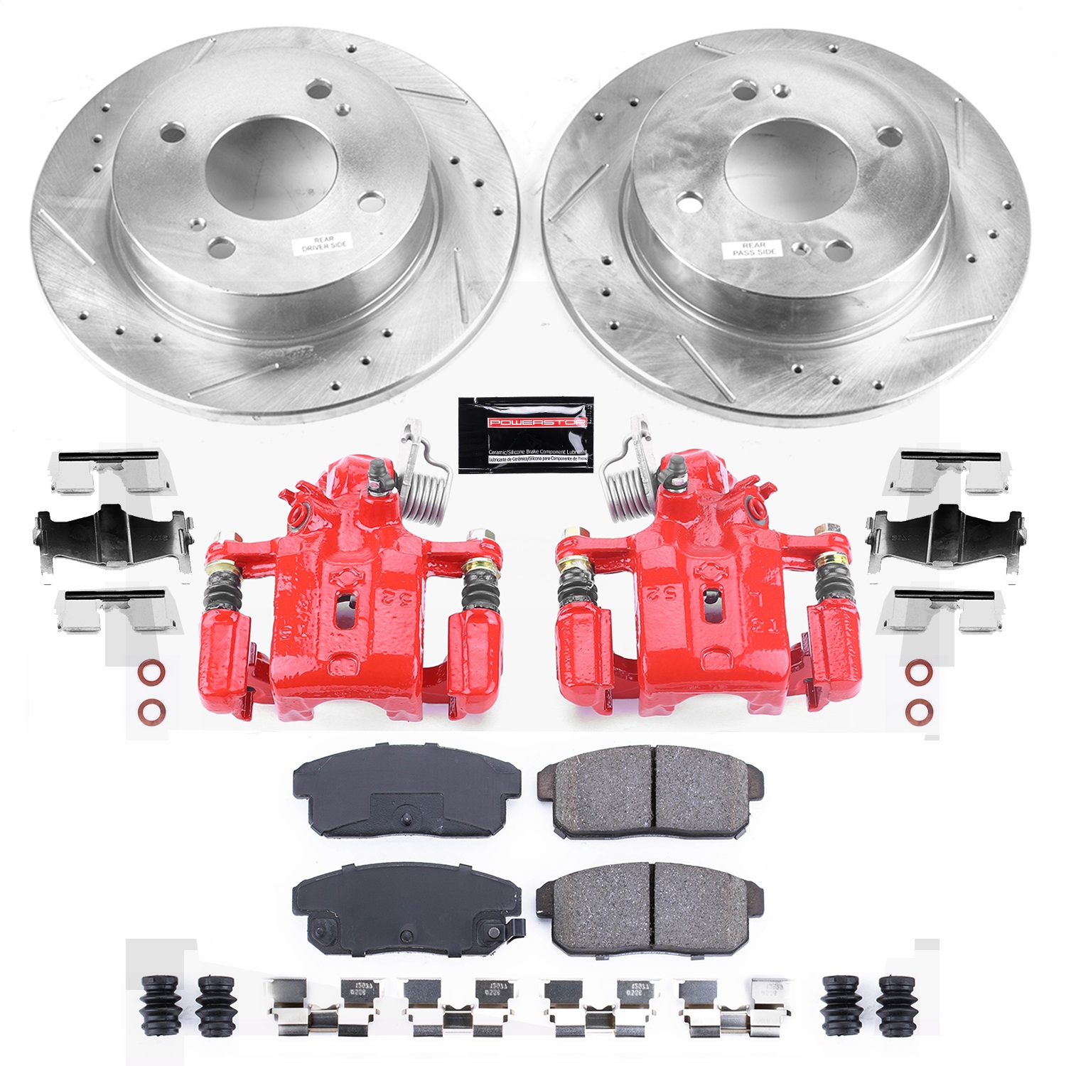 Power Stop - KC741 - Rear - Disc Brake Pad/Caliper and Rotor Kit