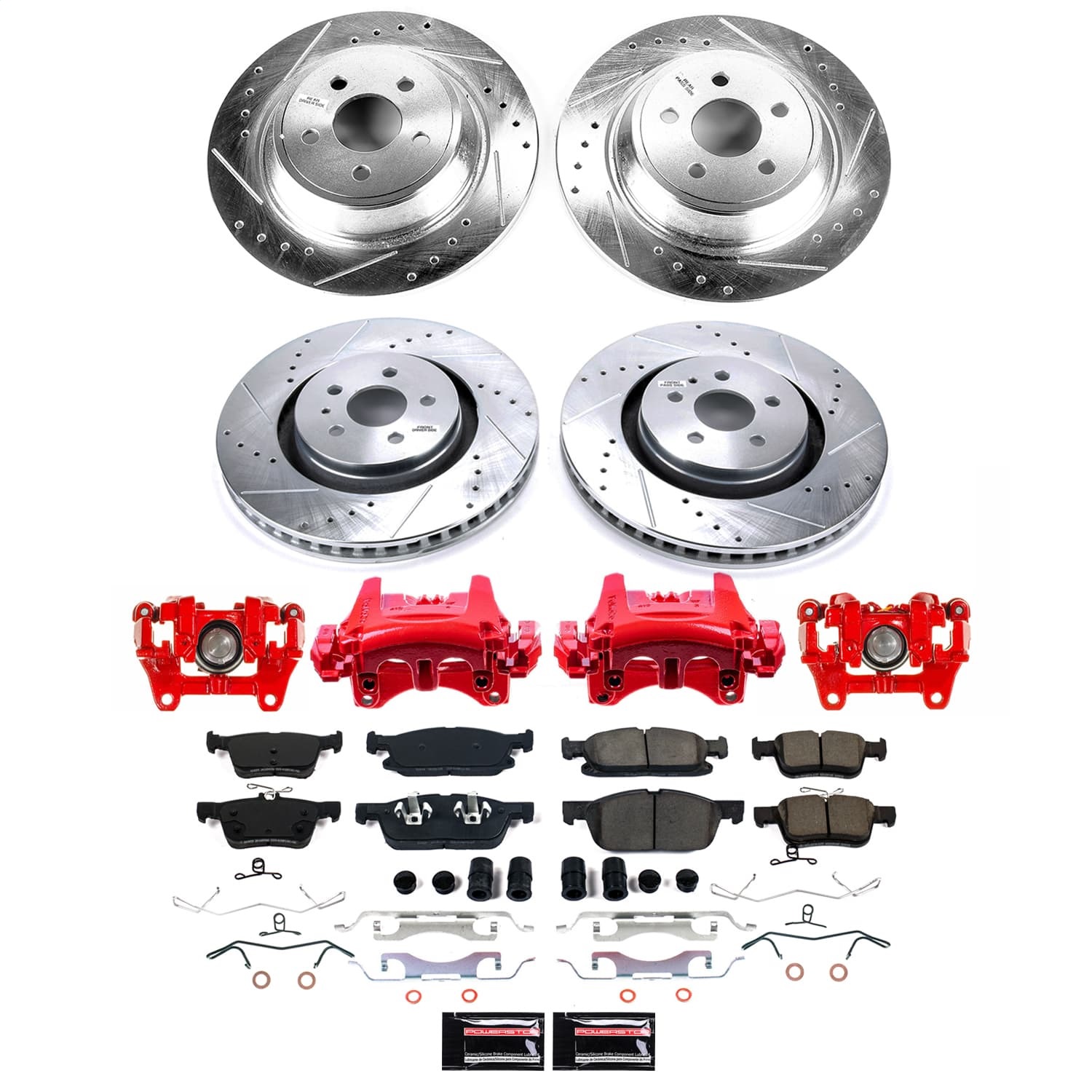 Power Stop - KC7416 - Front and Rear - Disc Brake Pad/Caliper and Rotor Kit