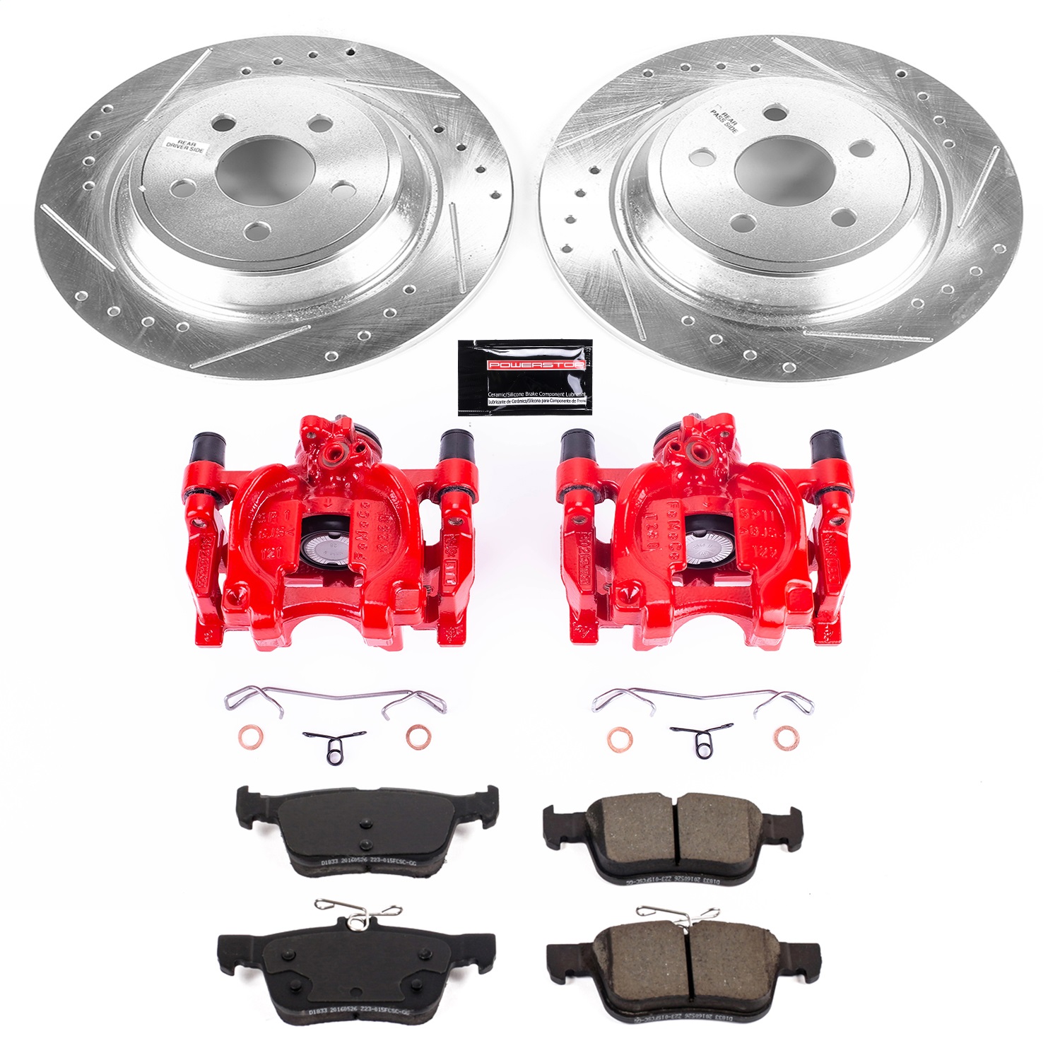 Power Stop - KC7417 - Rear - Disc Brake Pad/Caliper and Rotor Kit