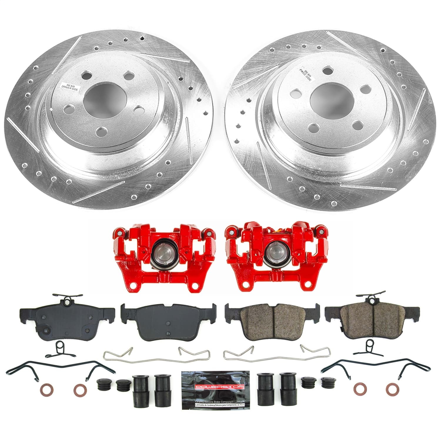 Power Stop - KC7417A - Rear - Disc Brake Pad/Caliper and Rotor Kit