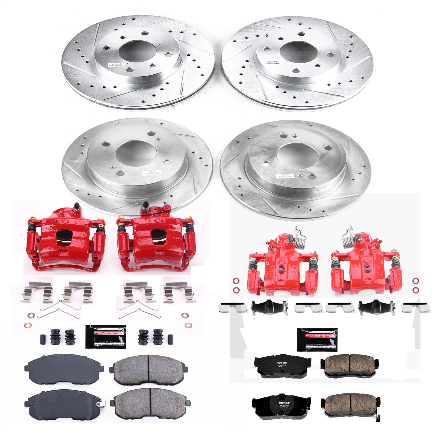 Power Stop - KC750 - Front and Rear - Disc Brake Pad/Caliper and Rotor Kit