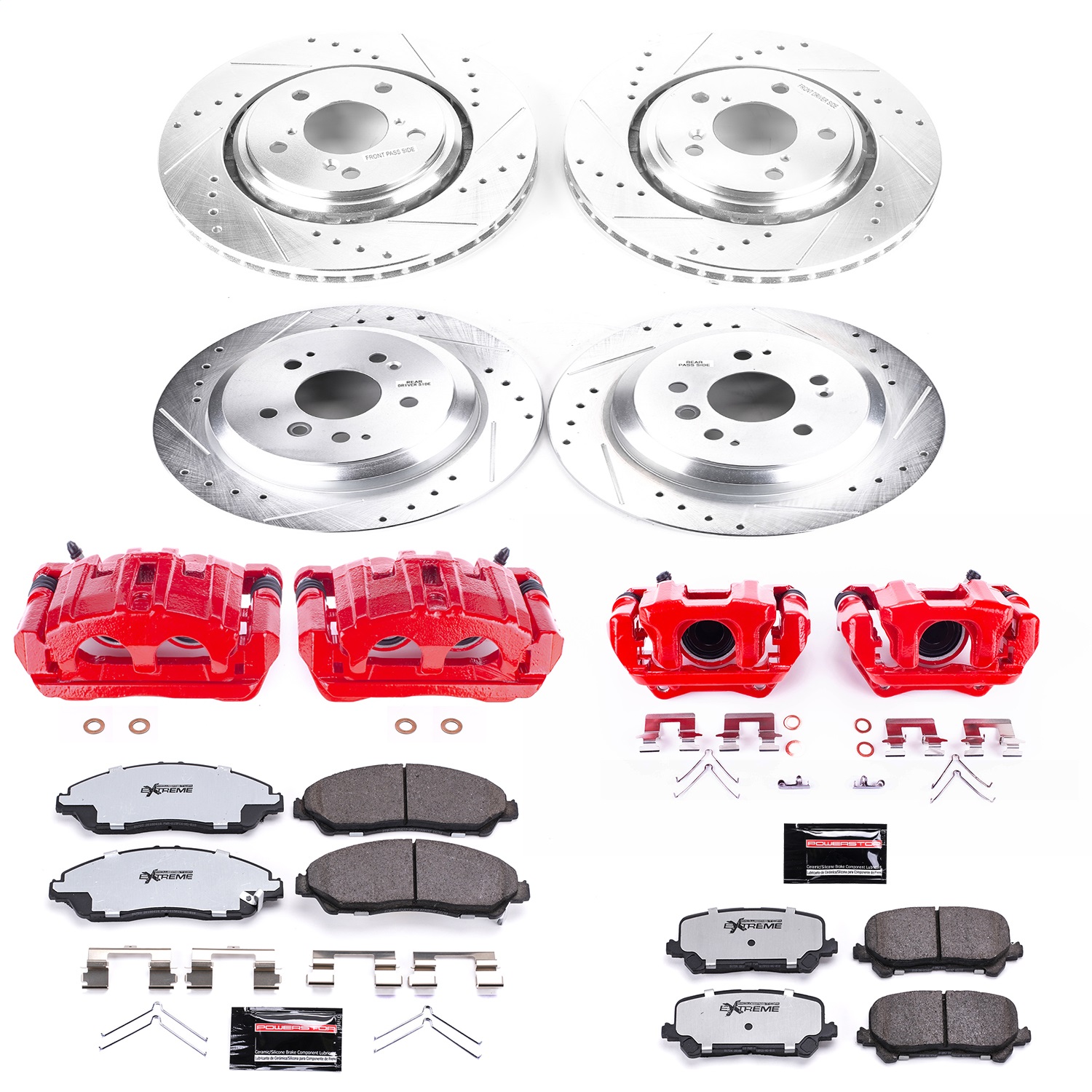 Power Stop - KC7576-36 - Front and Rear - Disc Brake Pad/Caliper and Rotor Kit
